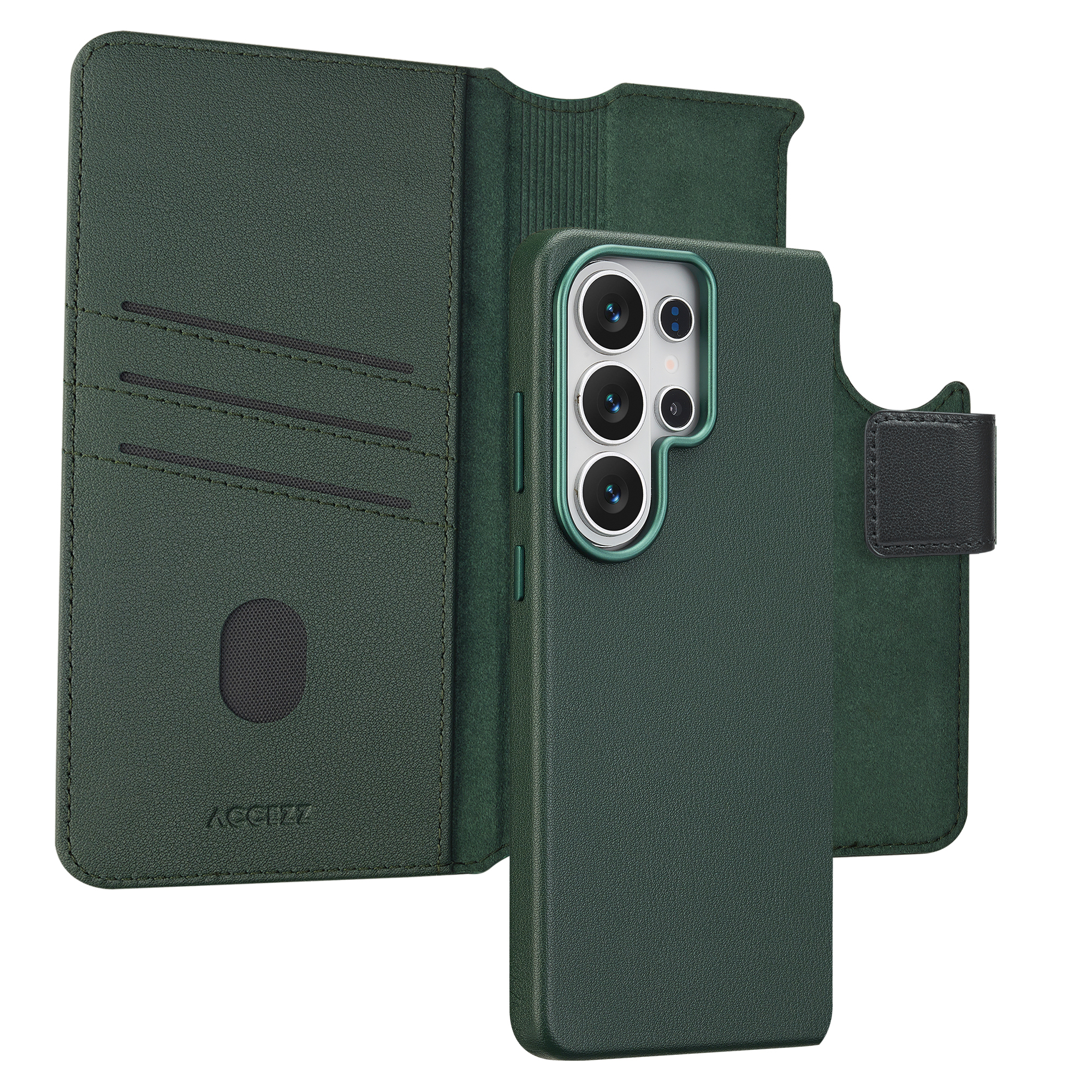 Accezz Leather Bookcase 2-in-1 met MagSafe voor de Samsung Galaxy S26 Ultra - Cedar Green