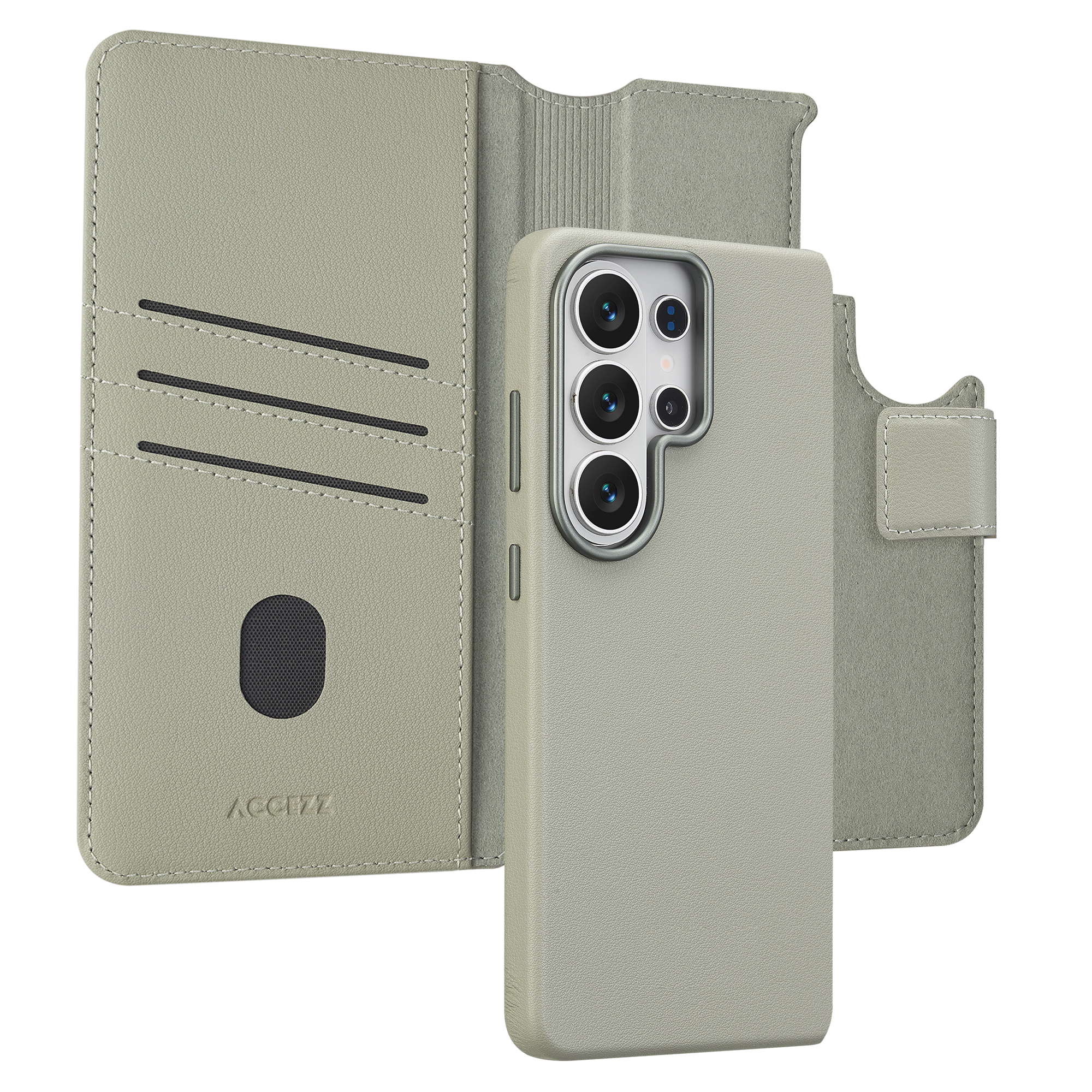 Accezz Leather Bookcase 2-in-1 met MagSafe voor de Samsung Galaxy S26 Ultra - Light Grey