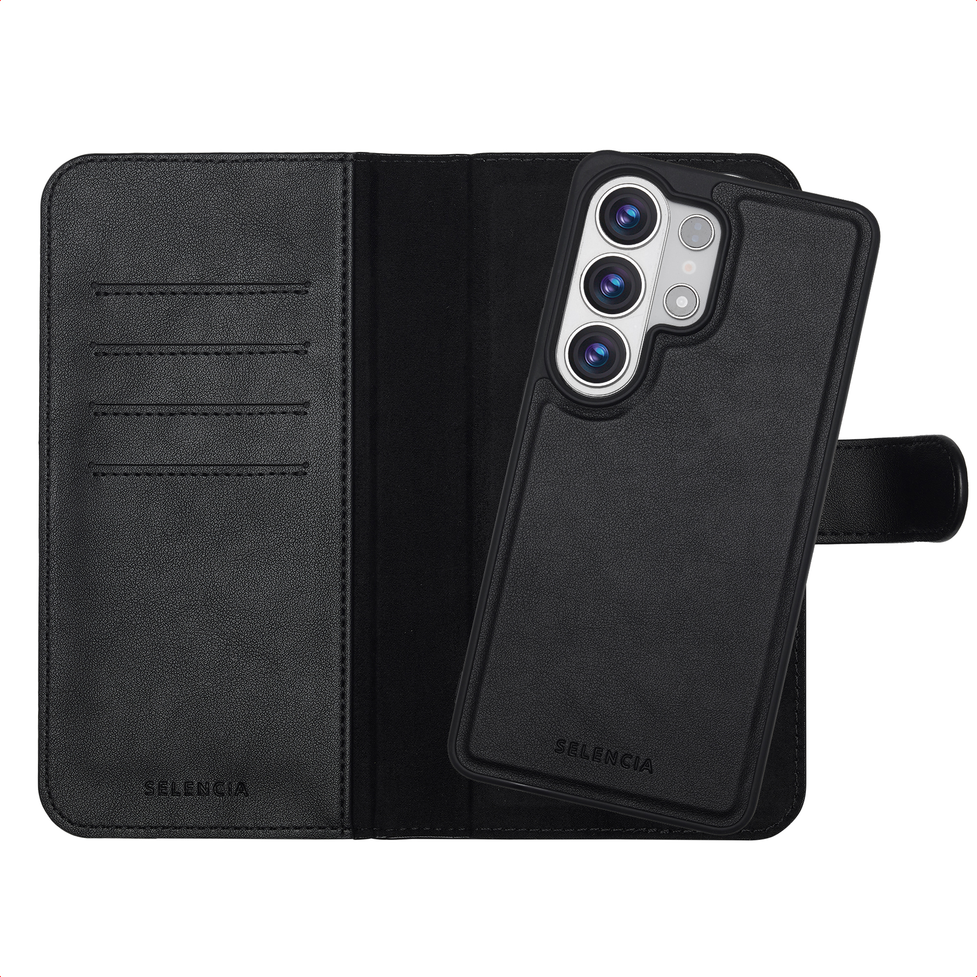 Selencia Étui portefeuille amovible Olyn avec MagSafe Samsung Galaxy S26 Ultra - Noir