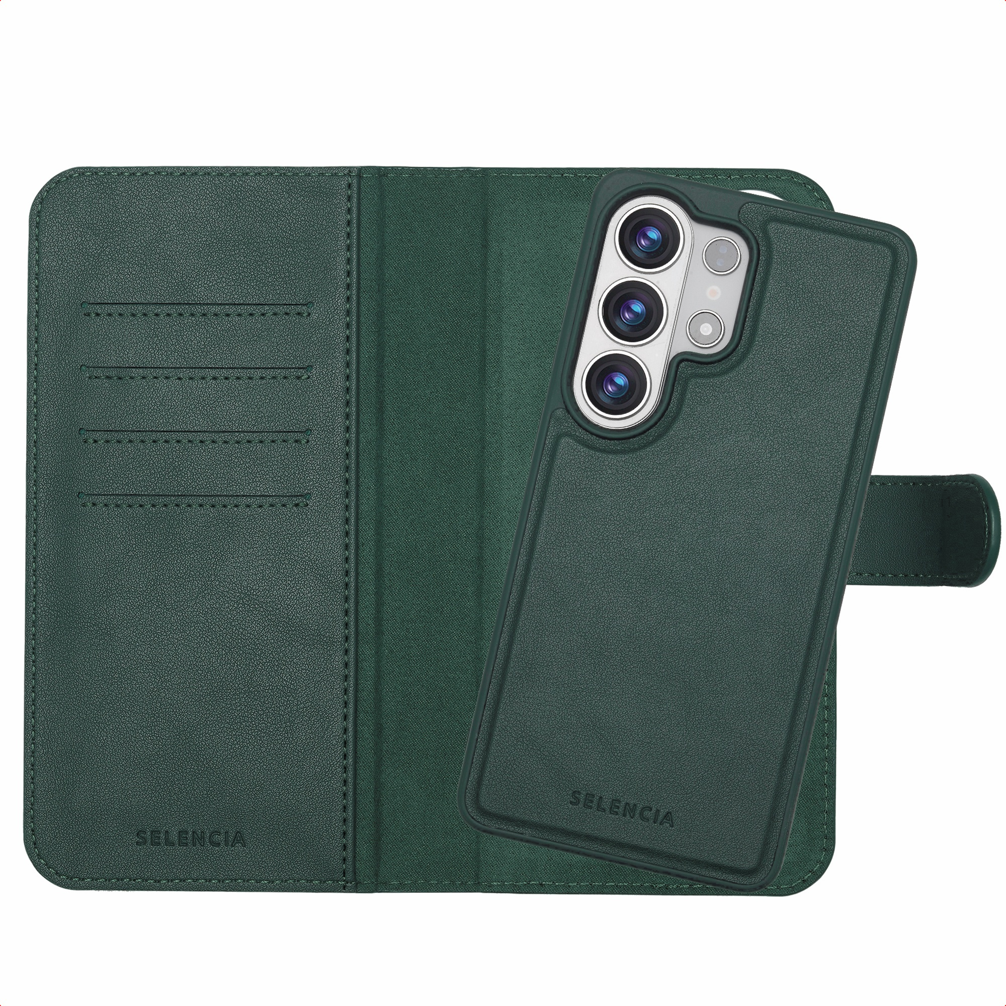 Selencia Étui portefeuille amovible Olyn avec MagSafe Samsung Galaxy S26 Ultra - Vert