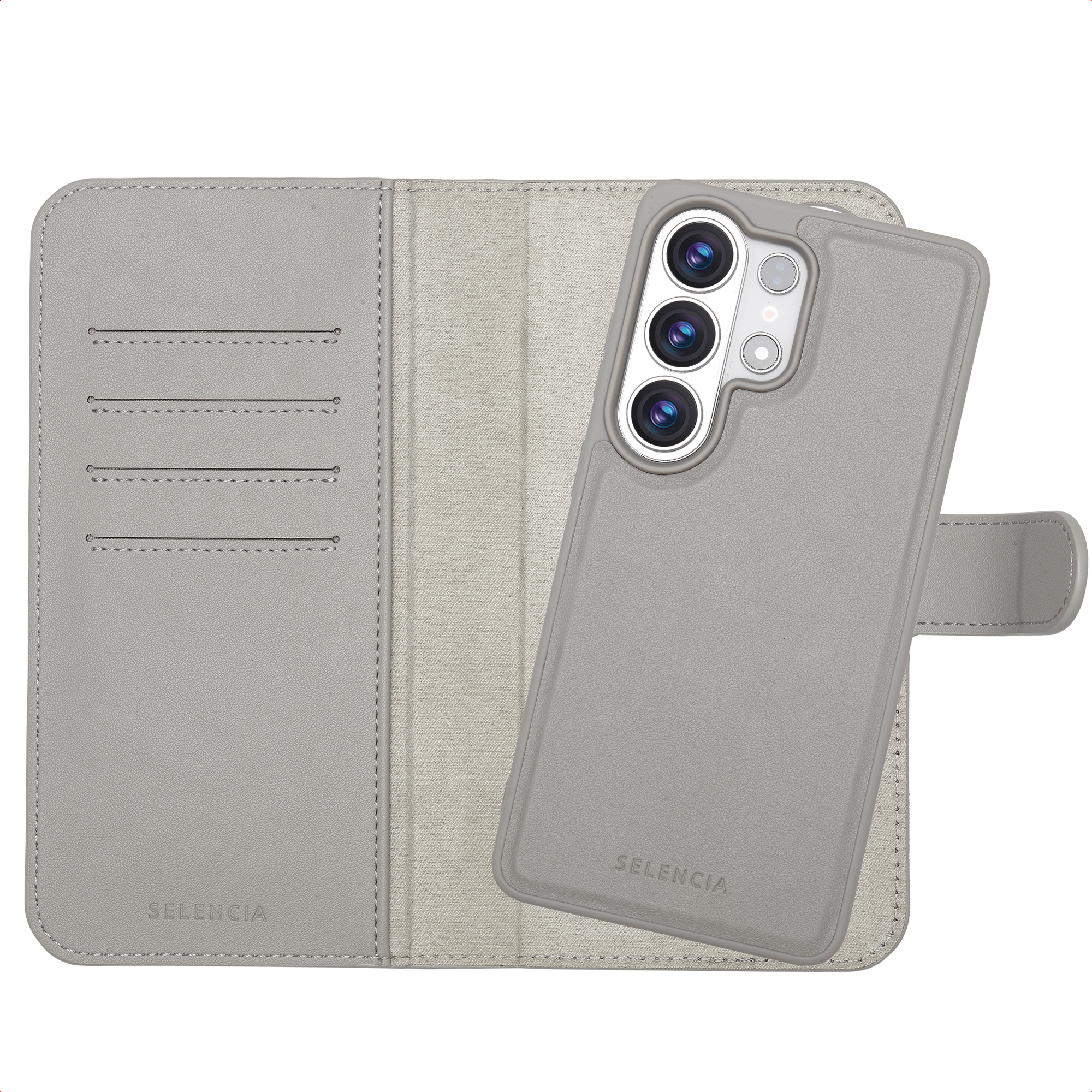 Selencia Étui portefeuille amovible Olyn avec MagSafe Samsung Galaxy S26 Ultra - Gris