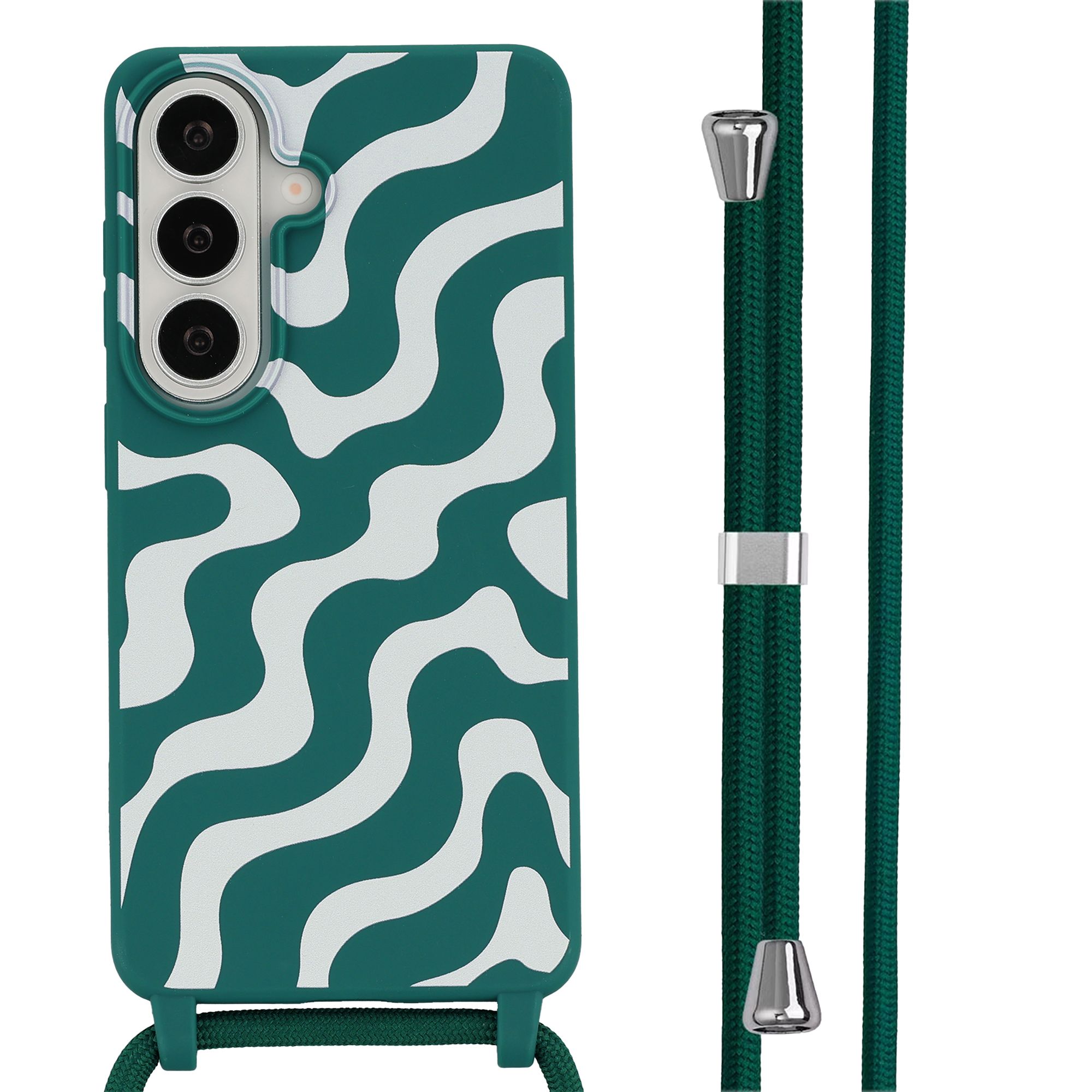 imoshion Siliconen design hoesje met koord voor de Samsung Galaxy S26 - Petrol Green Groovy