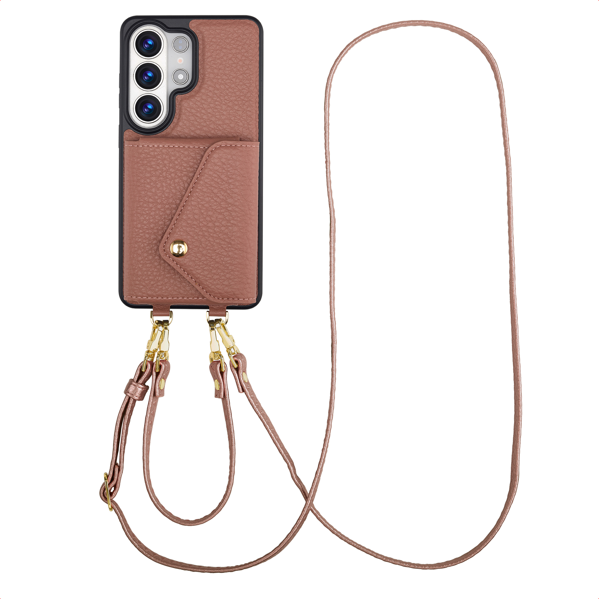Selencia Sera Telefoonhoes met Koord en Envelop Pashouder voor de Samsung Galaxy S26 Ultra - Old Pink