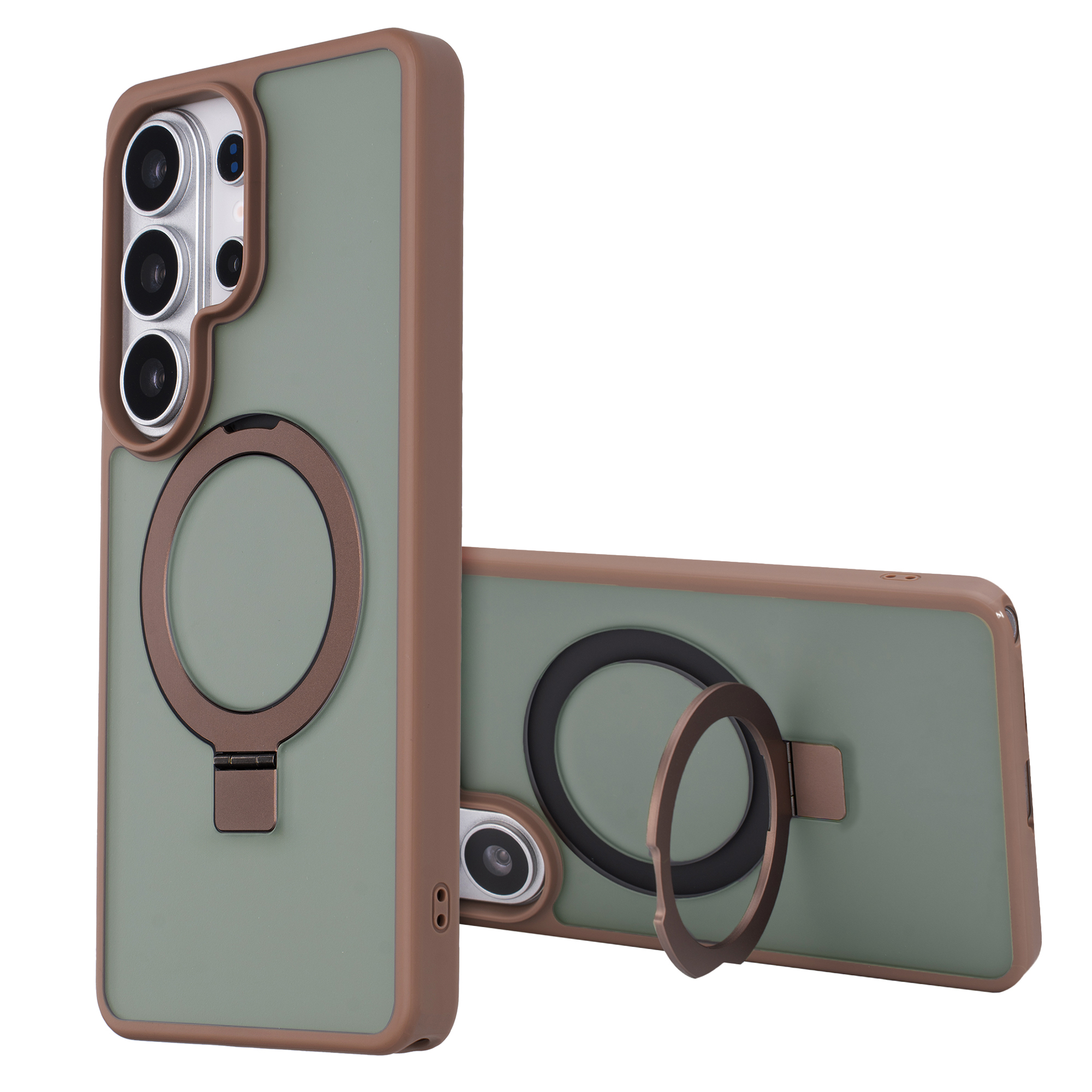 Accezz Ring Stand Backcover met MagSafe voor de Samsung Galaxy S26 Ultra - Bruin