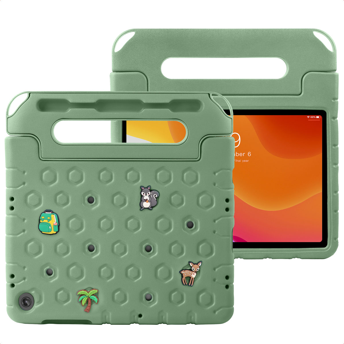 imoshion Coque kidsproof avec poupées amovibles Samsung Galaxy Tab A11 Plus / A9 Plus - Olive Green