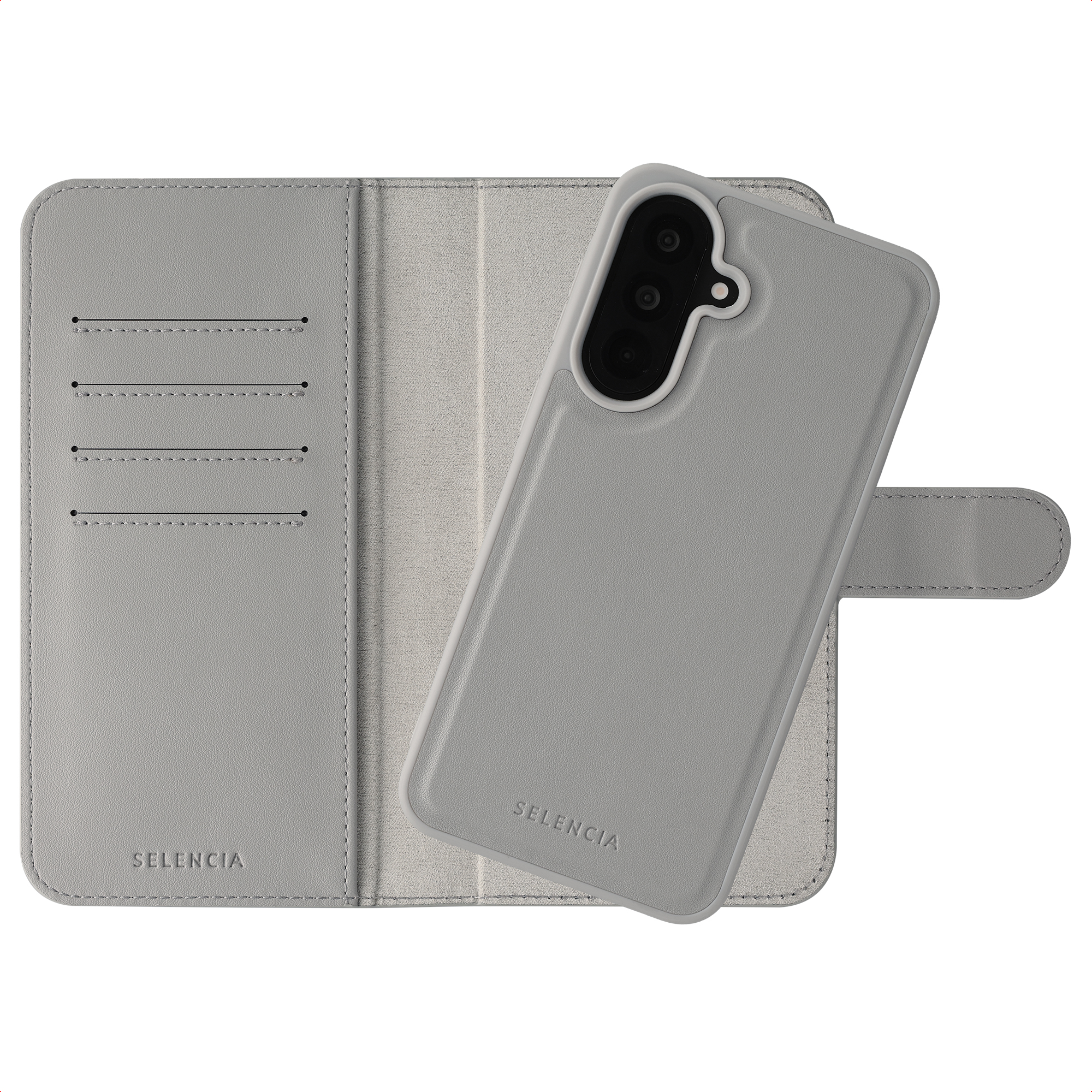 Selencia Étui portefeuille amovible Olyn avec MagSafe Samsung Galaxy A37 (5G) - Gris