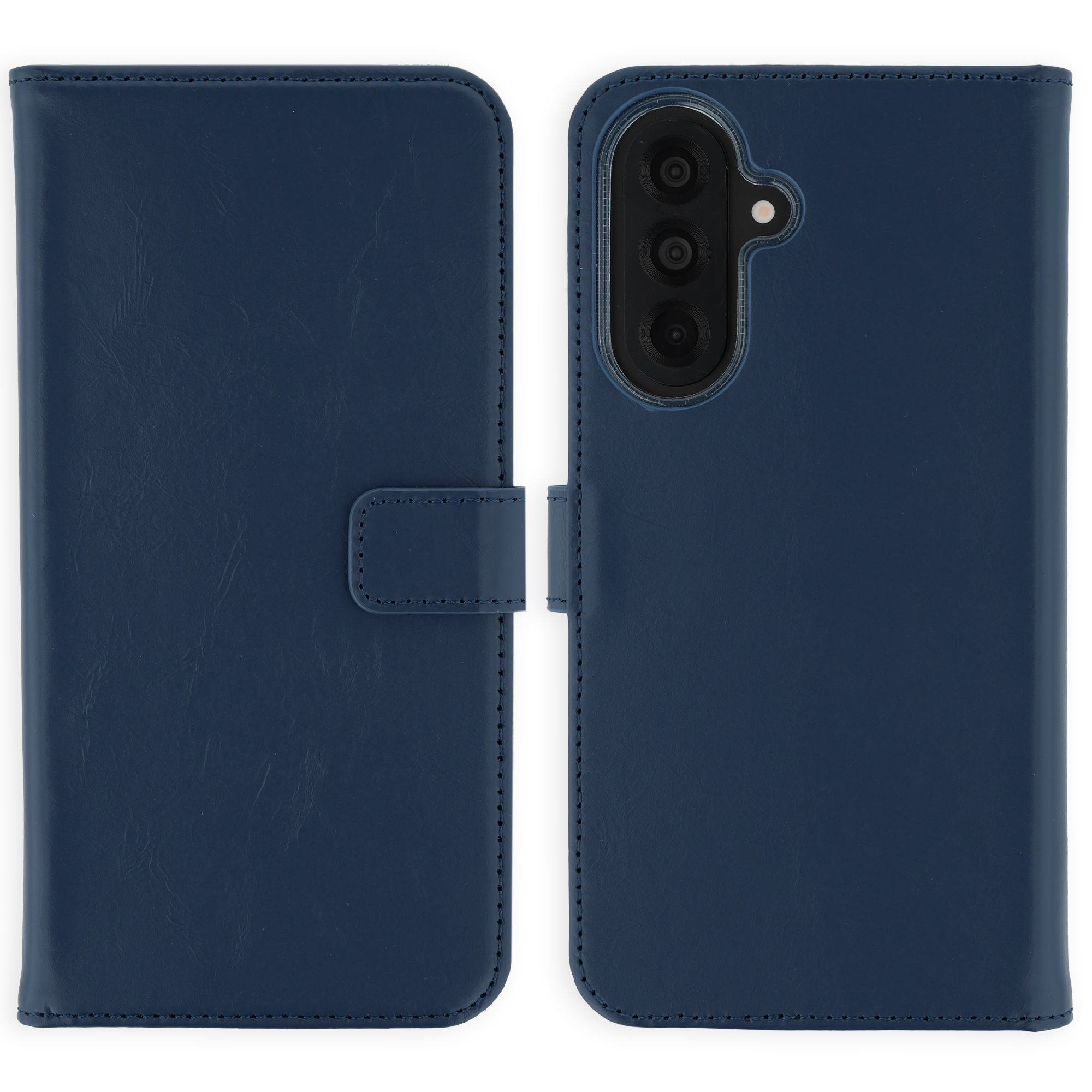 Selencia Echt Leren Bookcase voor de Samsung Galaxy A37 (5G) - Donkerblauw