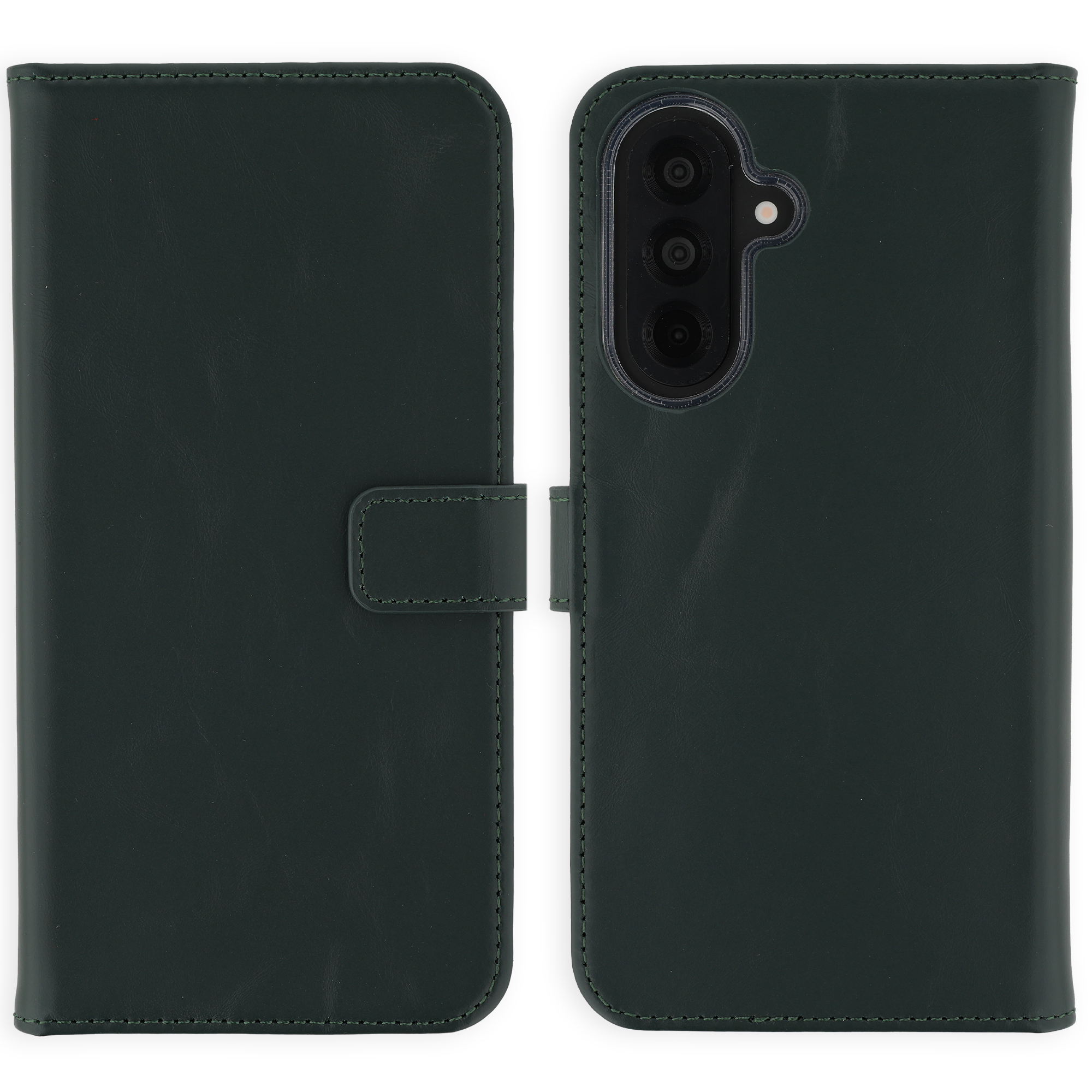 Selencia Echt Leren Bookcase voor de Samsung Galaxy A37 (5G) - Groen