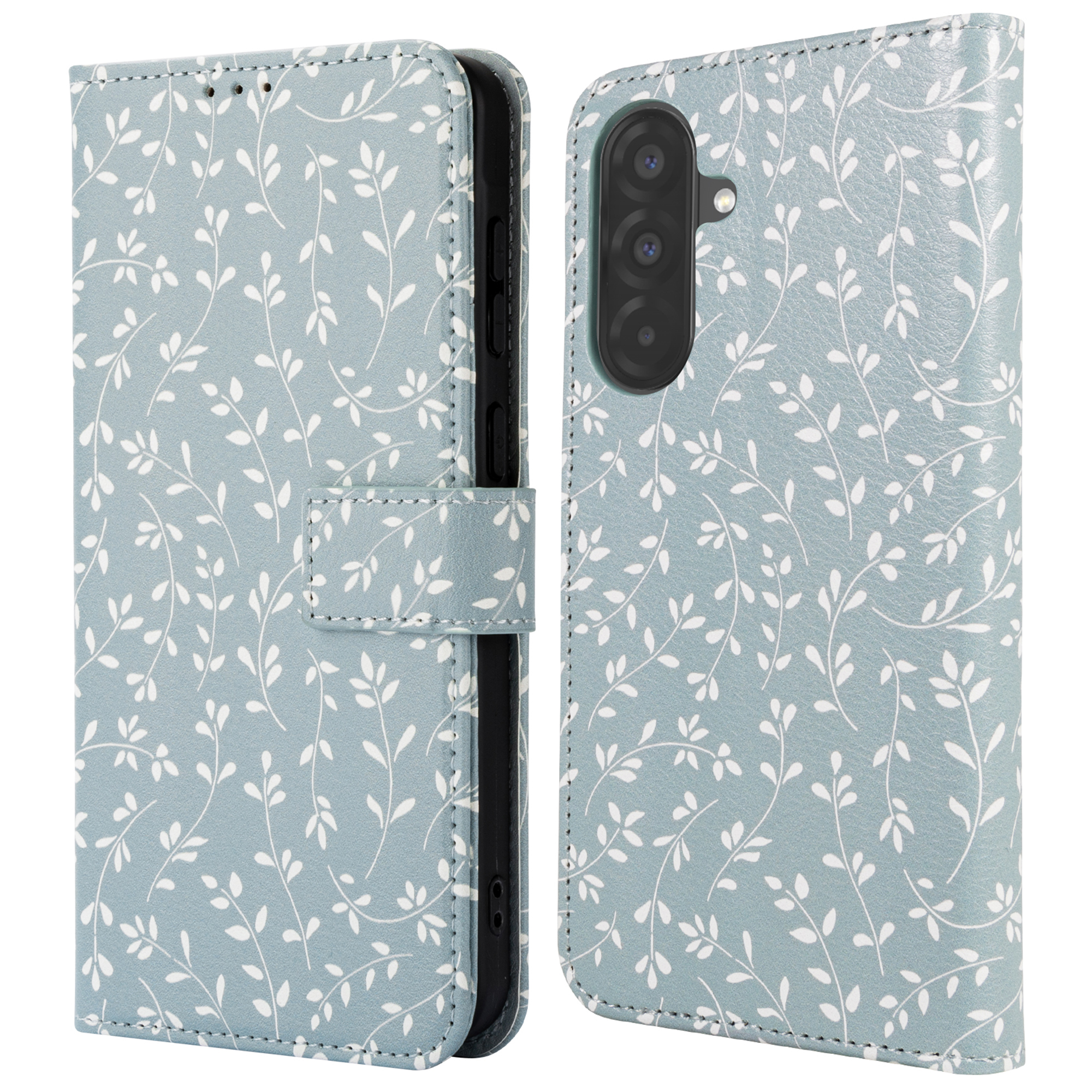 imoshion Design Bookcase voor de Samsung Galaxy A37 (5G) - Smoke Green Flowers