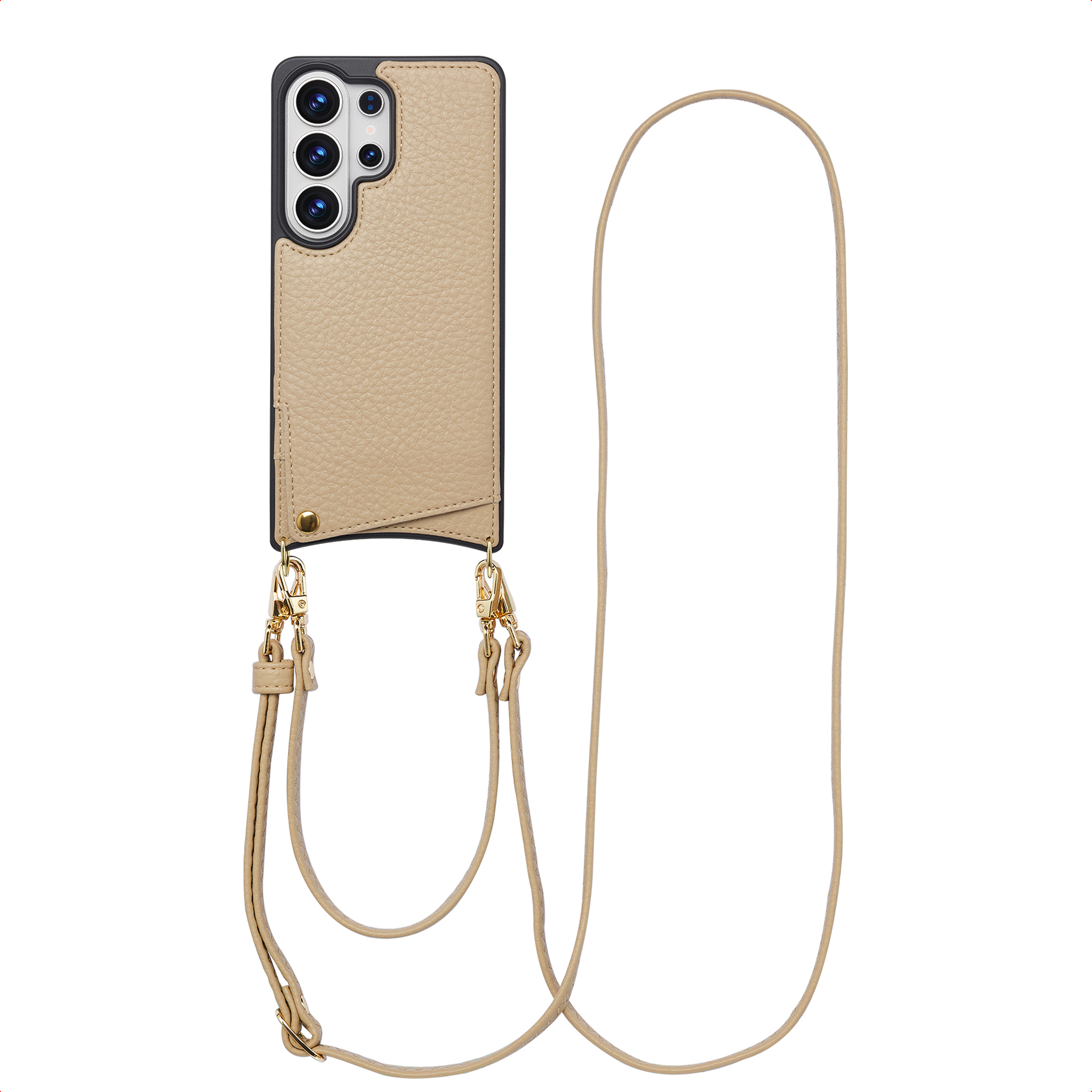 Selencia Nova Telefoonhoes met Koord en Pashouder voor de Samsung Galaxy S26 Ultra - Beige