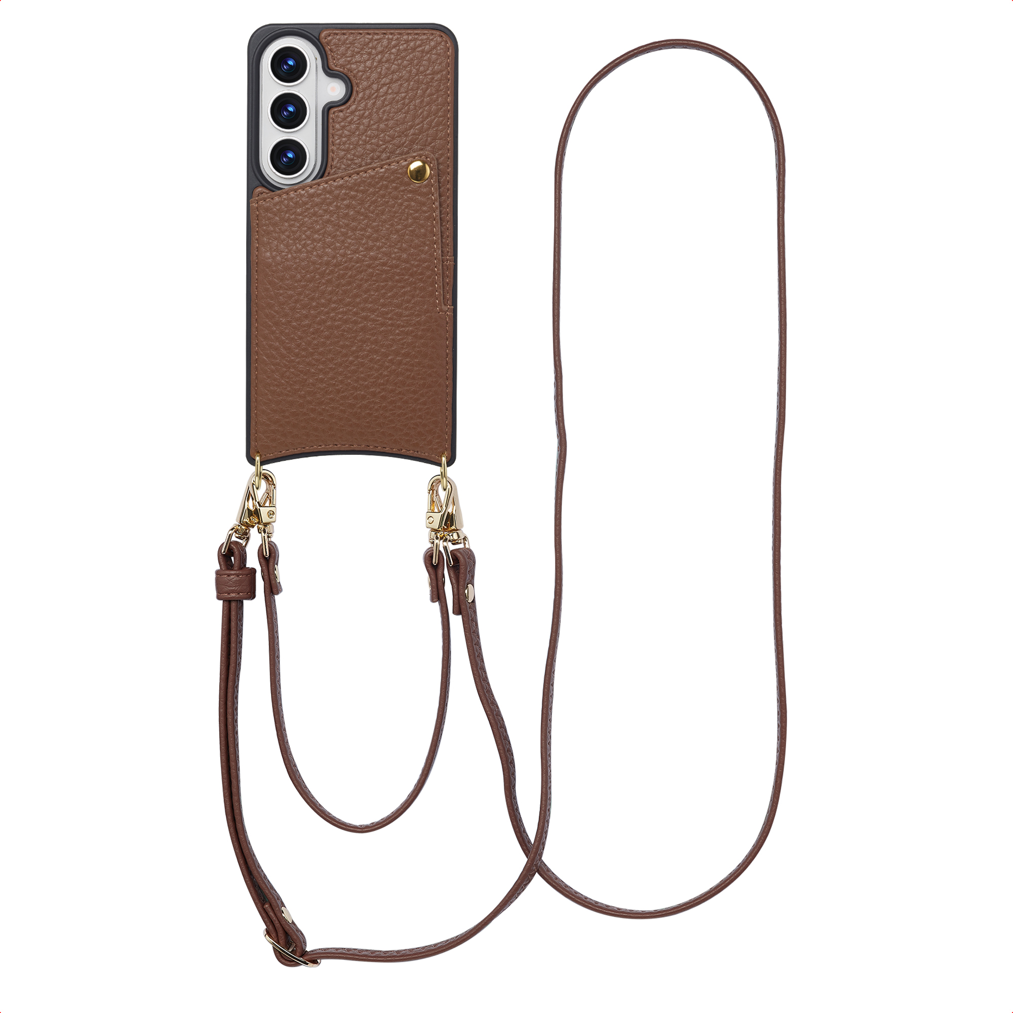 Selencia Nova Telefoonhoes met Koord en Pashouder voor de Samsung Galaxy S26 - Mocha Brown