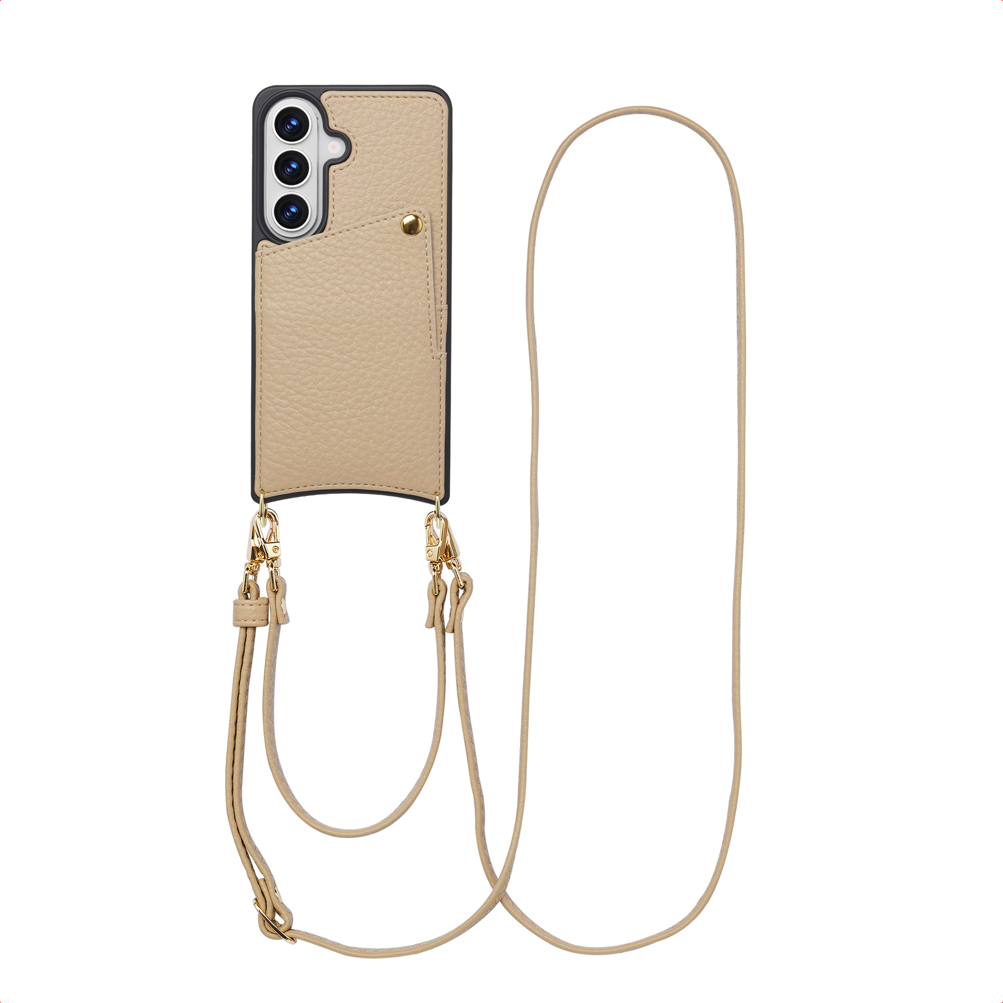 Selencia Nova Telefoonhoes met Koord en Pashouder voor de Samsung Galaxy S26 - Beige