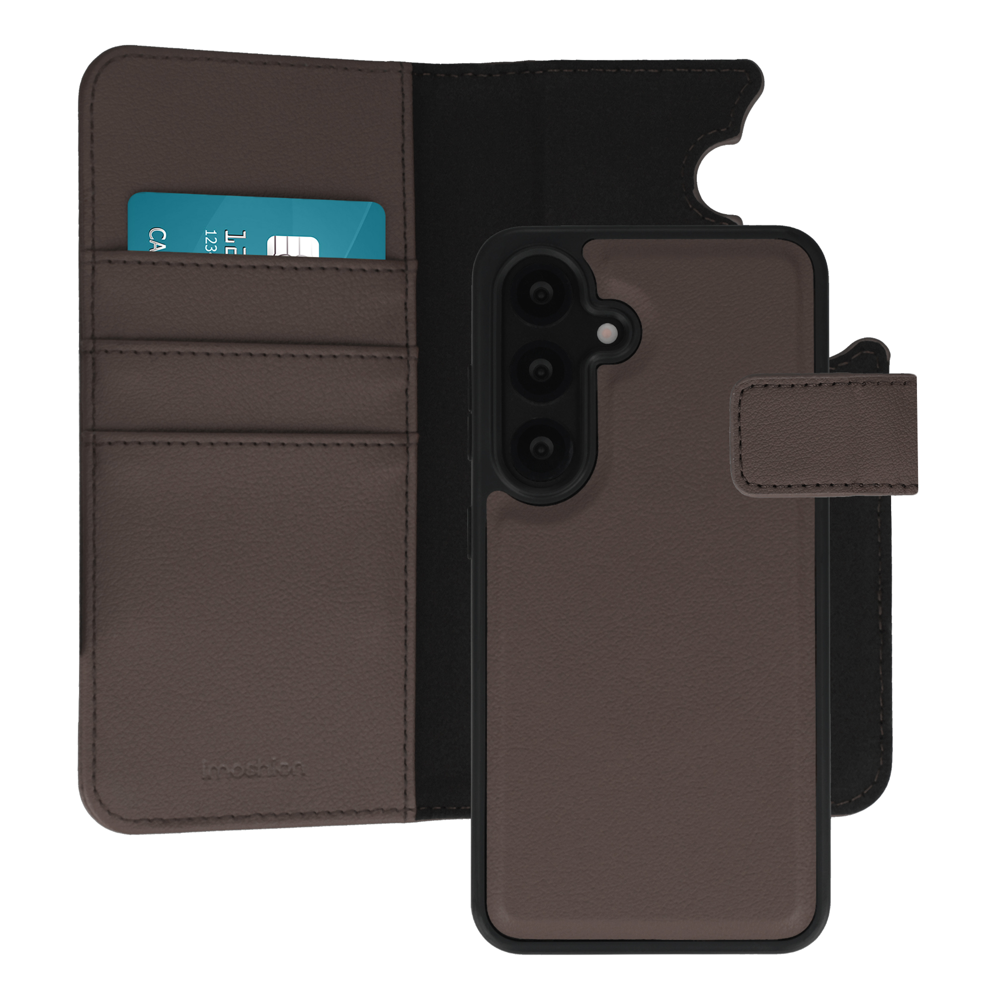 imoshion Étui portefeuille luxe 2-en-1 amovible Samsung Galaxy S25 - Marron