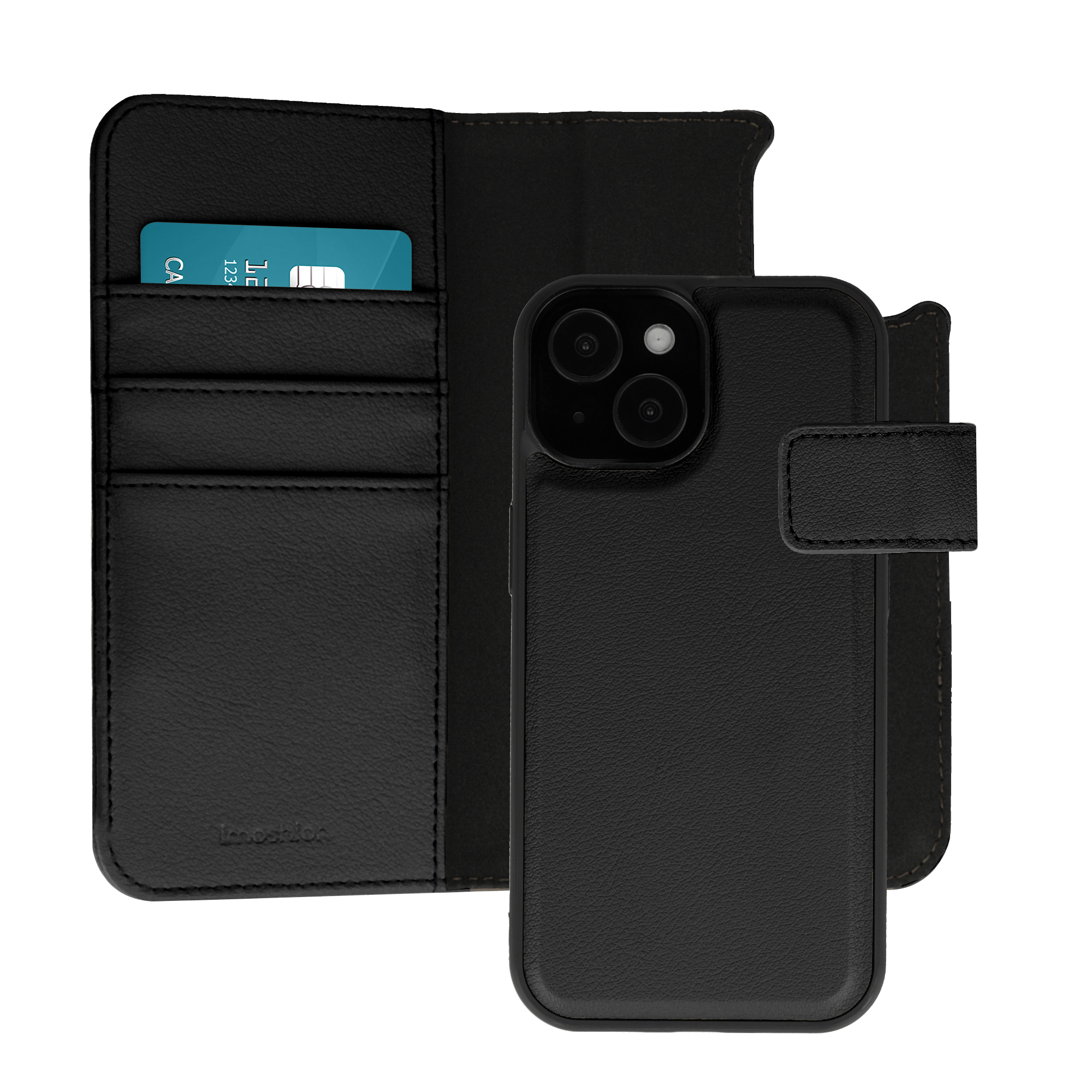 imoshion Uitneembare 2-in-1 Luxe Bookcase voor de Apple iPhone 15 - Zwart