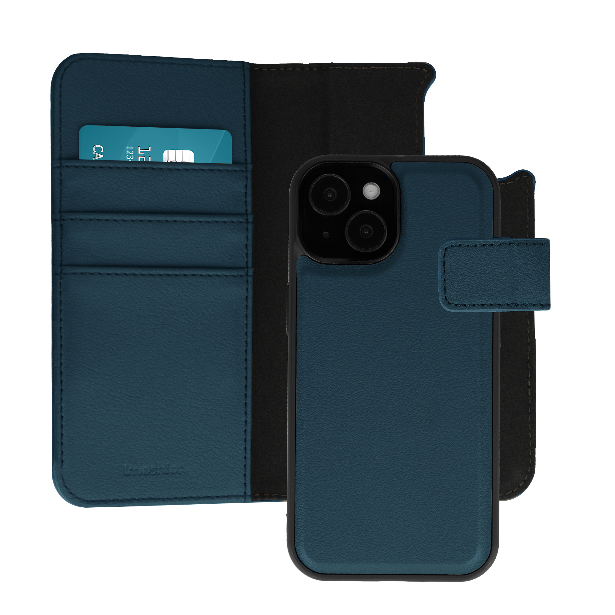 imoshion Étui portefeuille luxe 2-en-1 amovible Apple iPhone 15 - Bleu