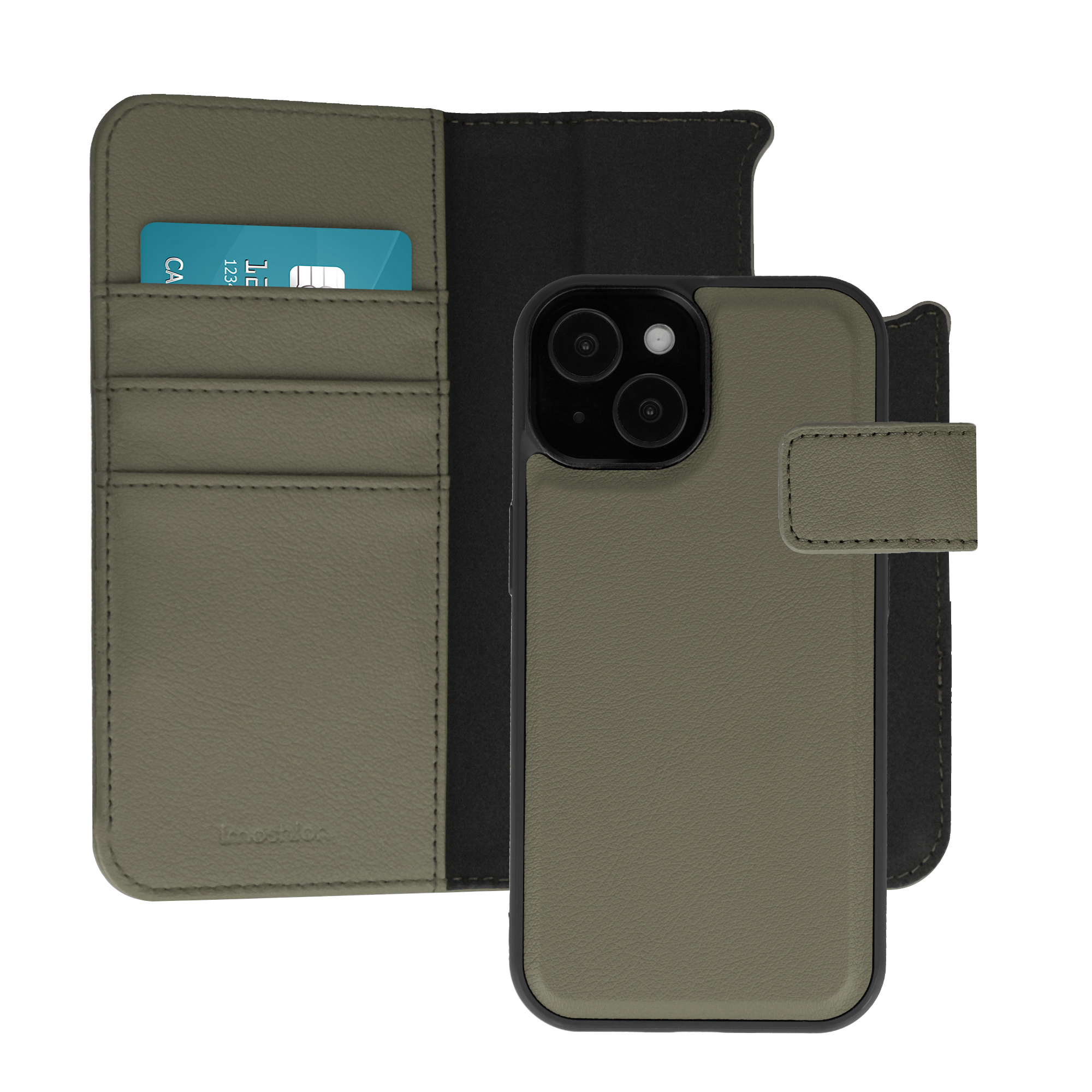 imoshion Étui portefeuille luxe 2-en-1 amovible Apple iPhone 15 - Vert