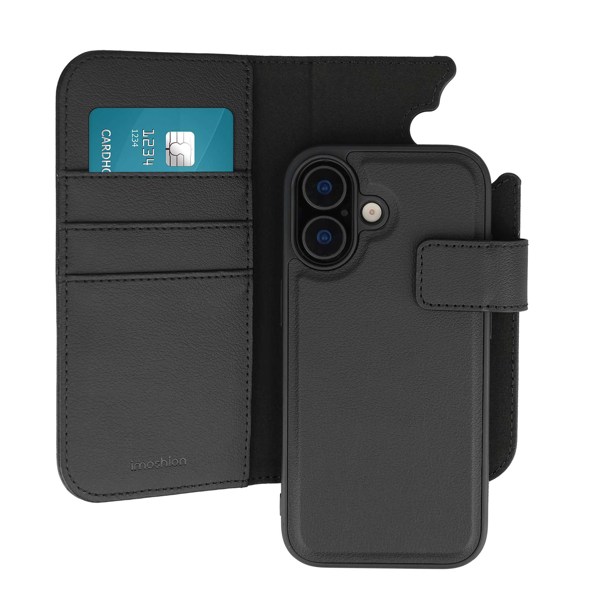 imoshion Étui portefeuille luxe 2-en-1 amovible Apple iPhone 16 - Noir