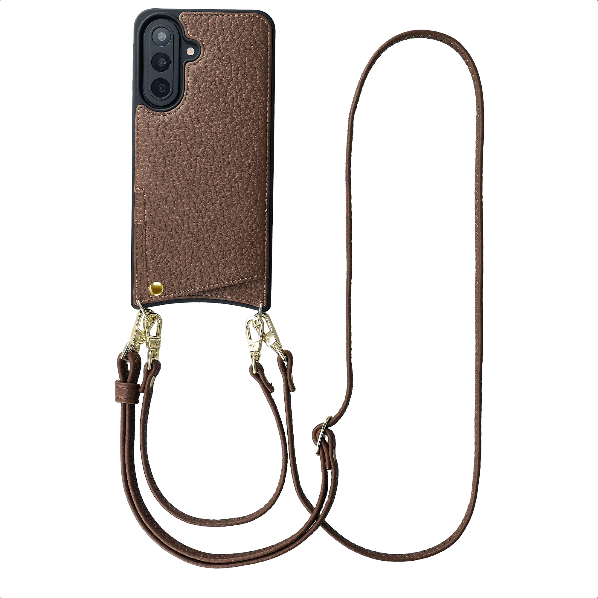 Selencia Nova Telefoonhoes met Koord en Pashouder voor de Samsung Galaxy A57 (5G) - Mocha Brown