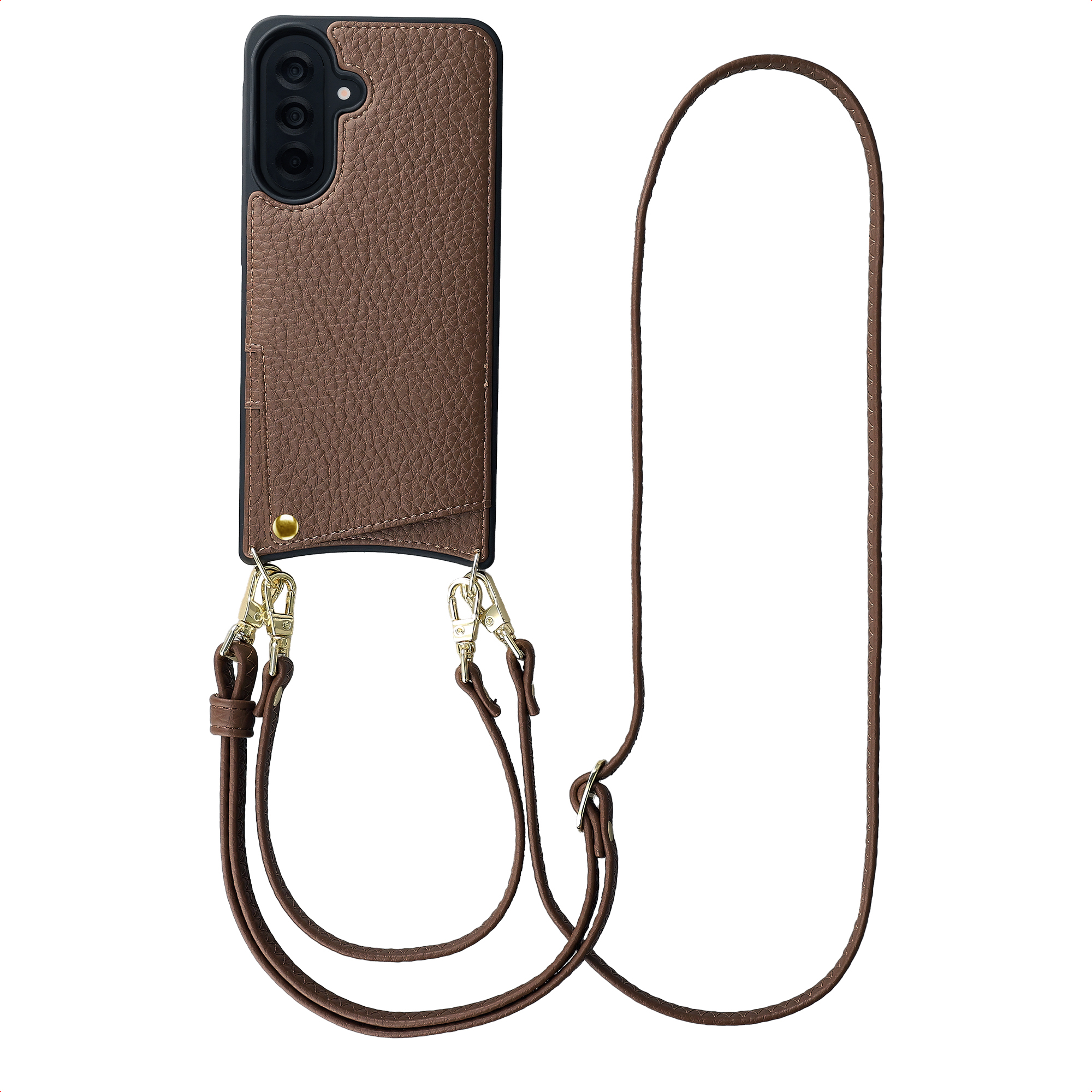 Selencia Nova Telefoonhoes met Koord en Pashouder voor de Samsung Galaxy A37 (5G) - Mocha Brown