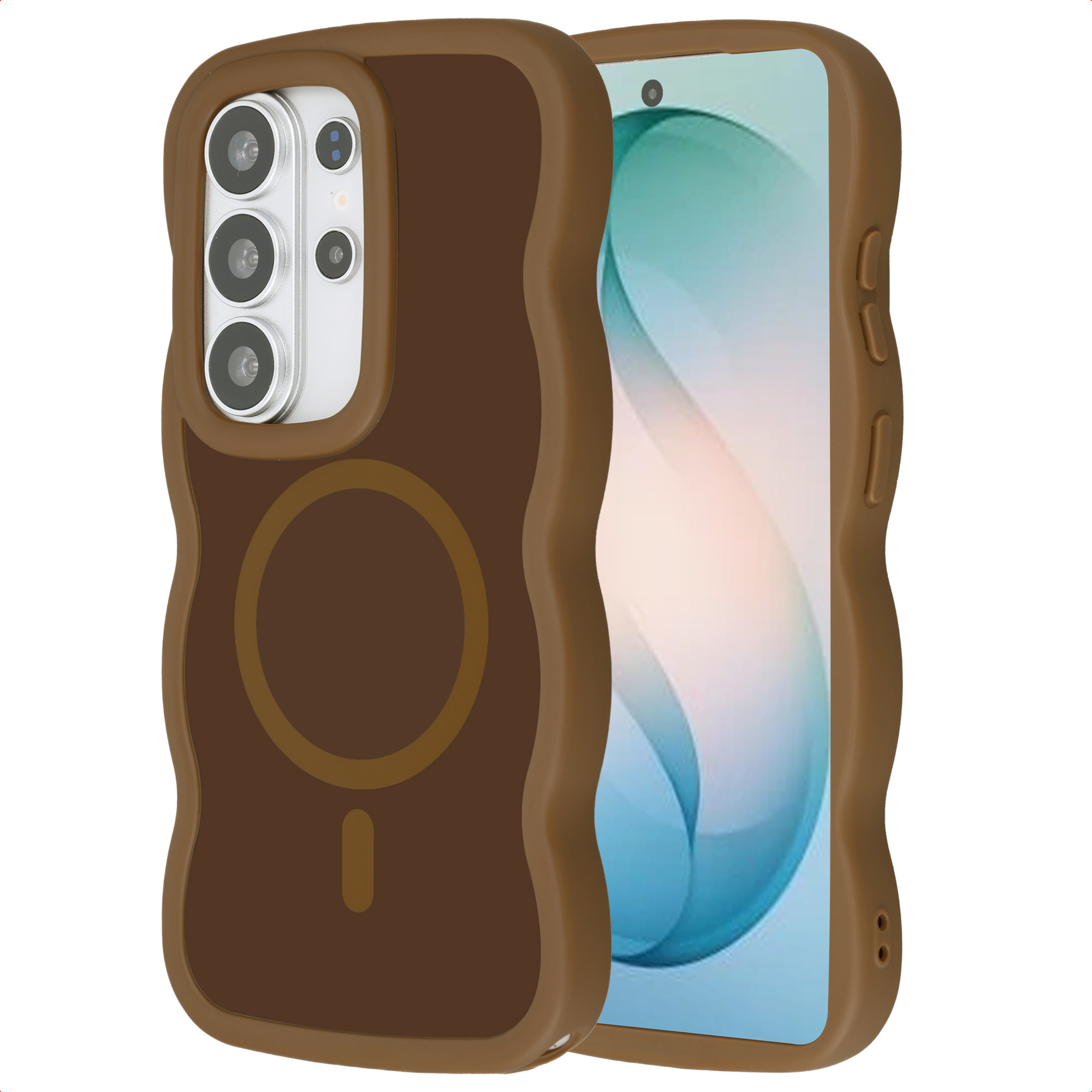 Selencia Coque arrière Wavy avec MagSafe Samsung Galaxy S26 Ultra - Mocha Brown