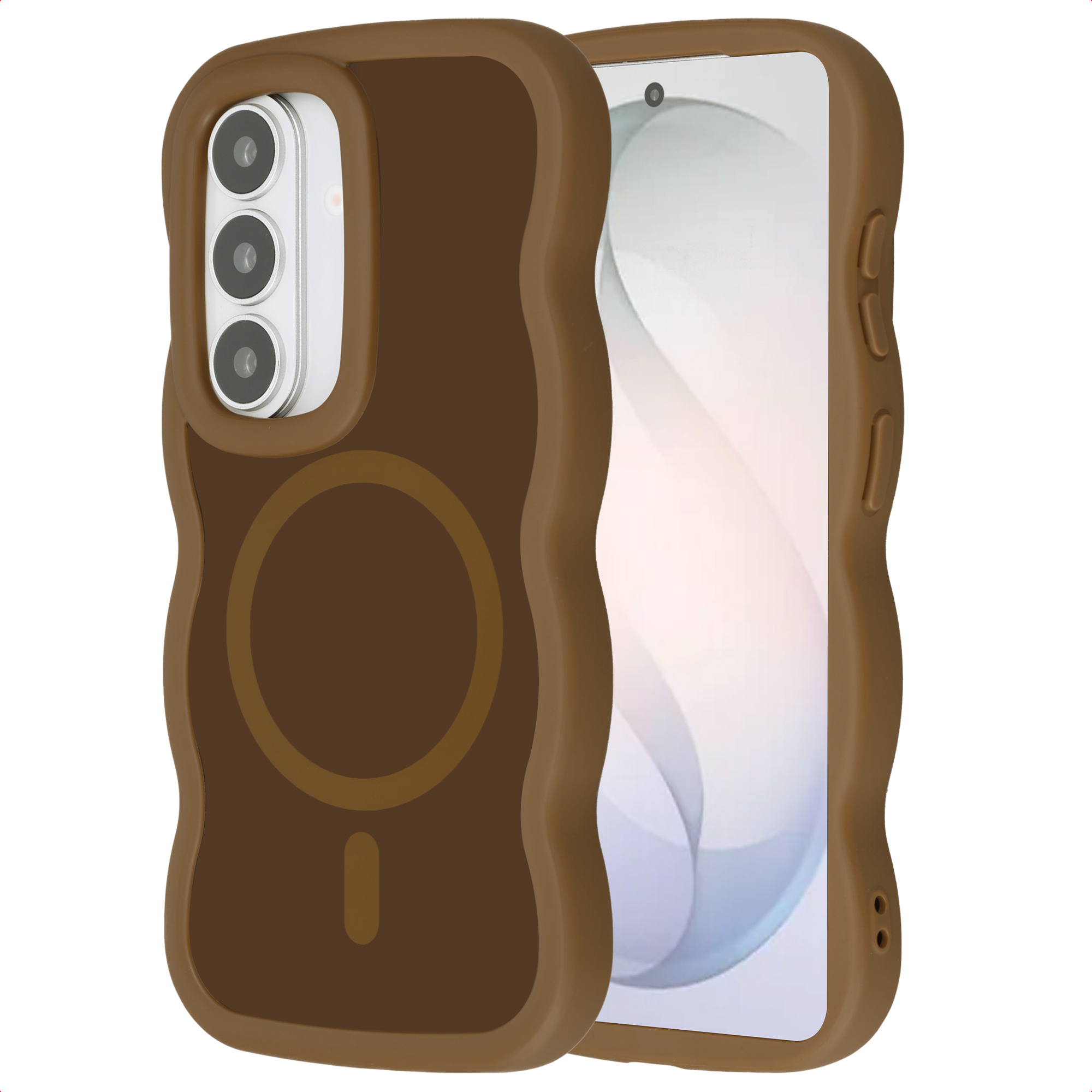 Selencia Coque arrière Wavy avec MagSafe Samsung Galaxy S26 - Mocha Brown