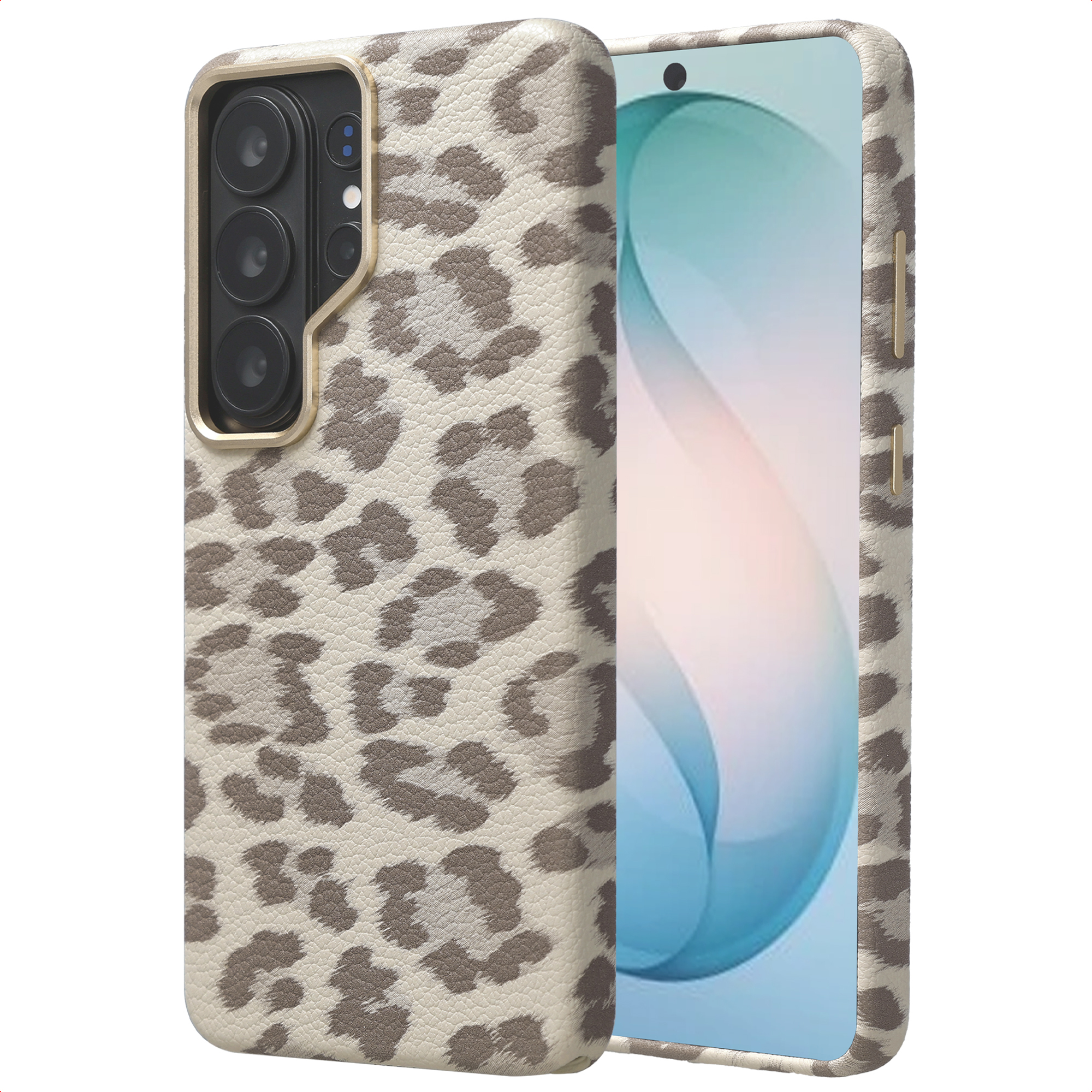 Selencia Coque Sabi imprimé panthère avec MagSafe Samsung Galaxy S26 Ultra - Soft Ivory