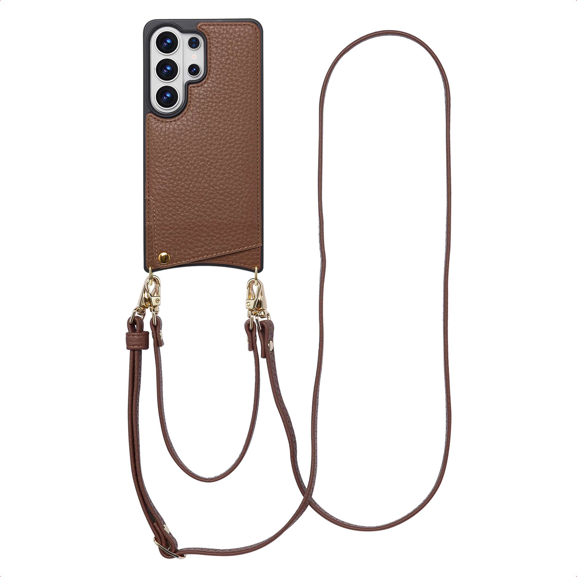 Selencia Nova Telefoonhoes met Koord en Pashouder voor de Samsung Galaxy S26 Ultra - Mocha Brown