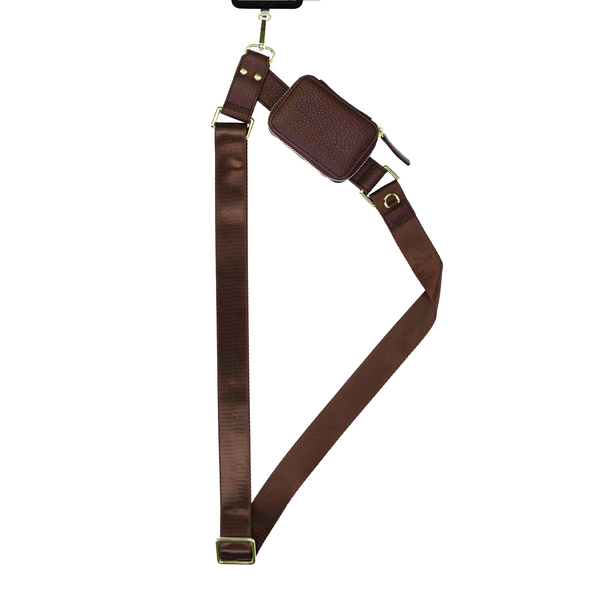 Selencia Telefoonkoord met Klein Tasje - Mocha Brown