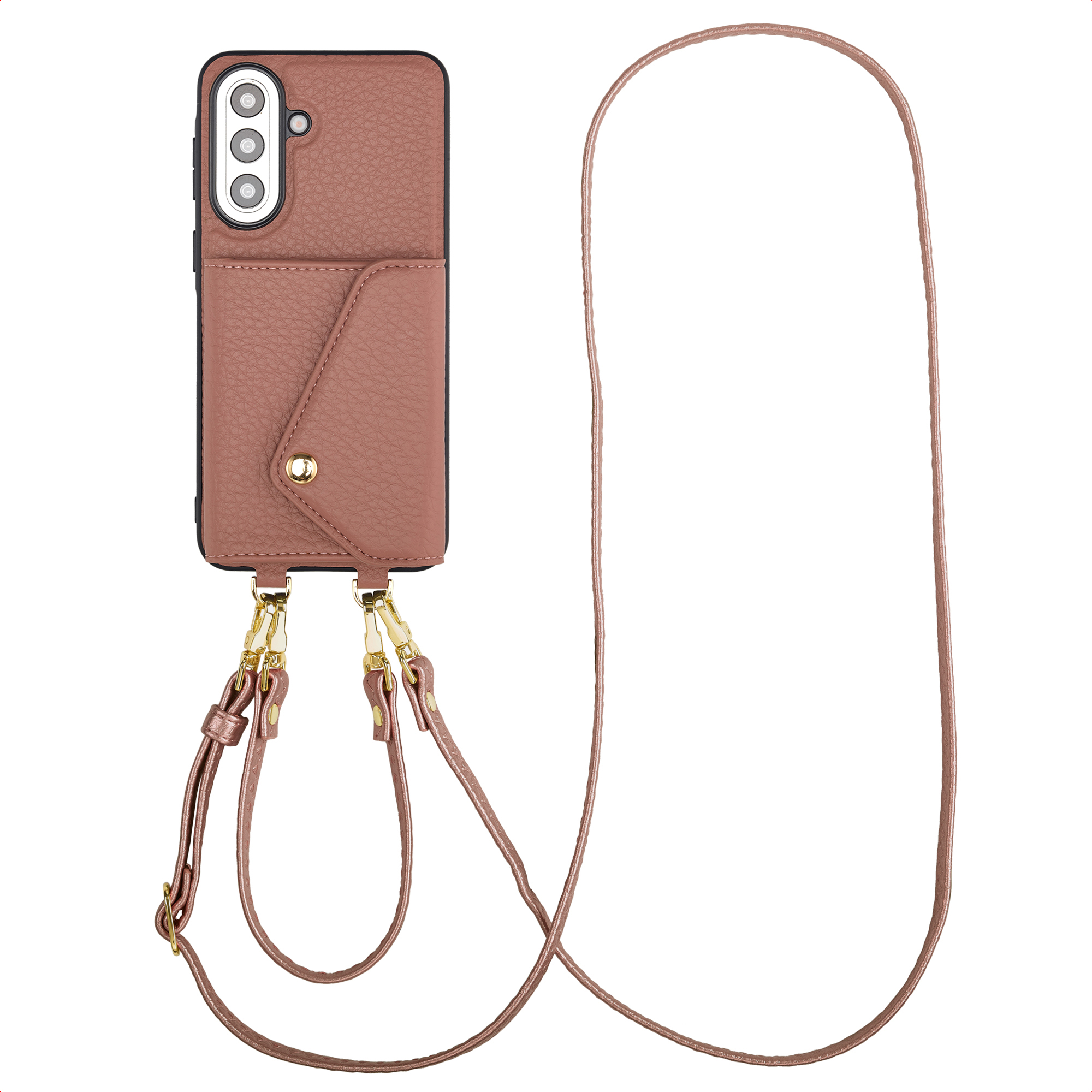 Selencia Sera Telefoonhoes met Koord en Envelop Pashouder voor de Samsung Galaxy A57 (5G) - Old Pink