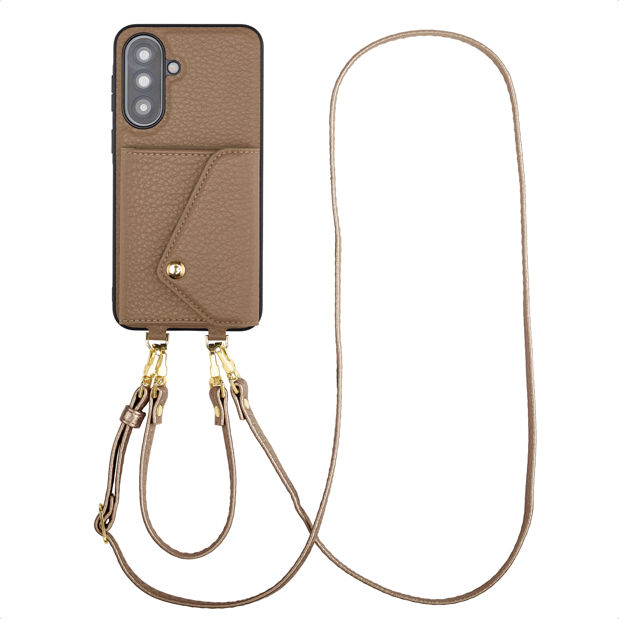 Selencia Sera Telefoonhoes met Koord en Envelop Pashouder voor de Samsung Galaxy A37 (5G) - Taupe