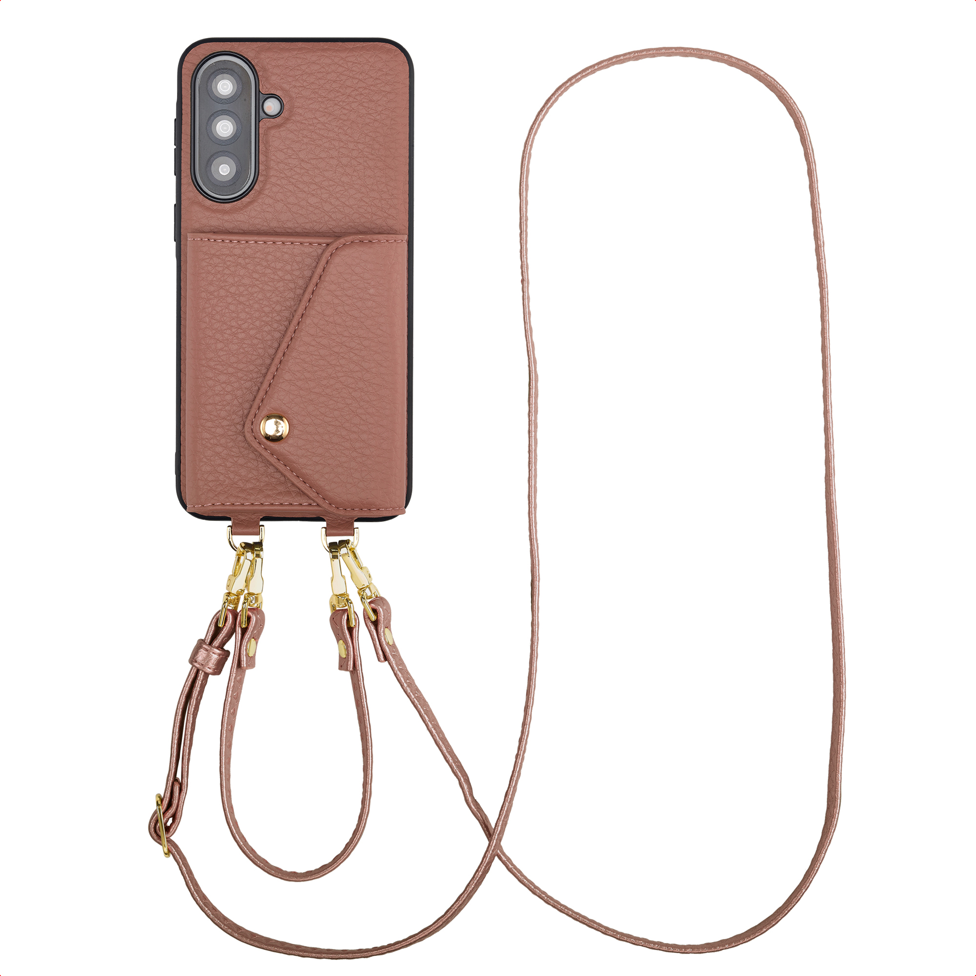 Selencia Sera Telefoonhoes met Koord en Envelop Pashouder voor de Samsung Galaxy A37 (5G) - Old Pink