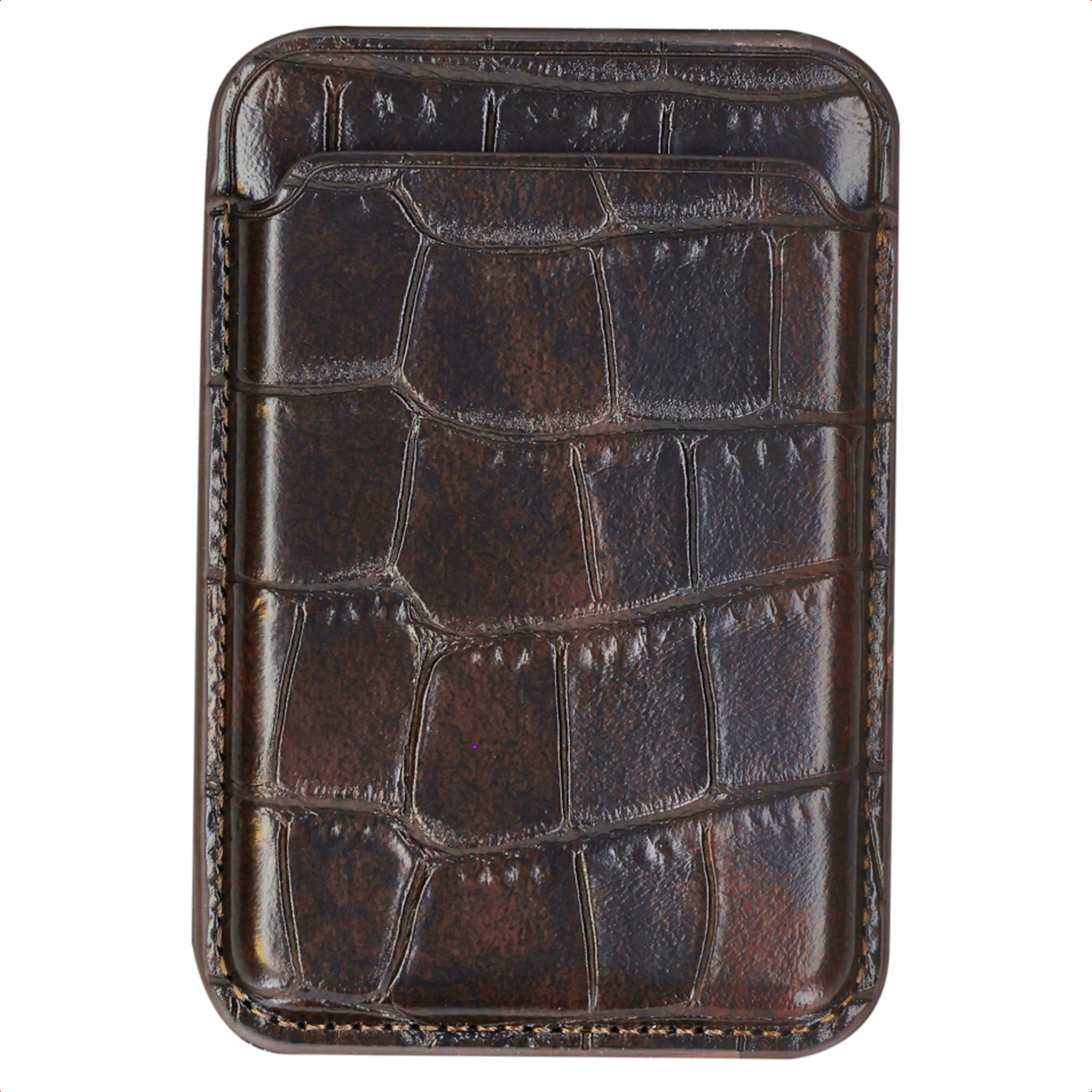Selencia Croco Pashouder met MagSafe - Choco Brown