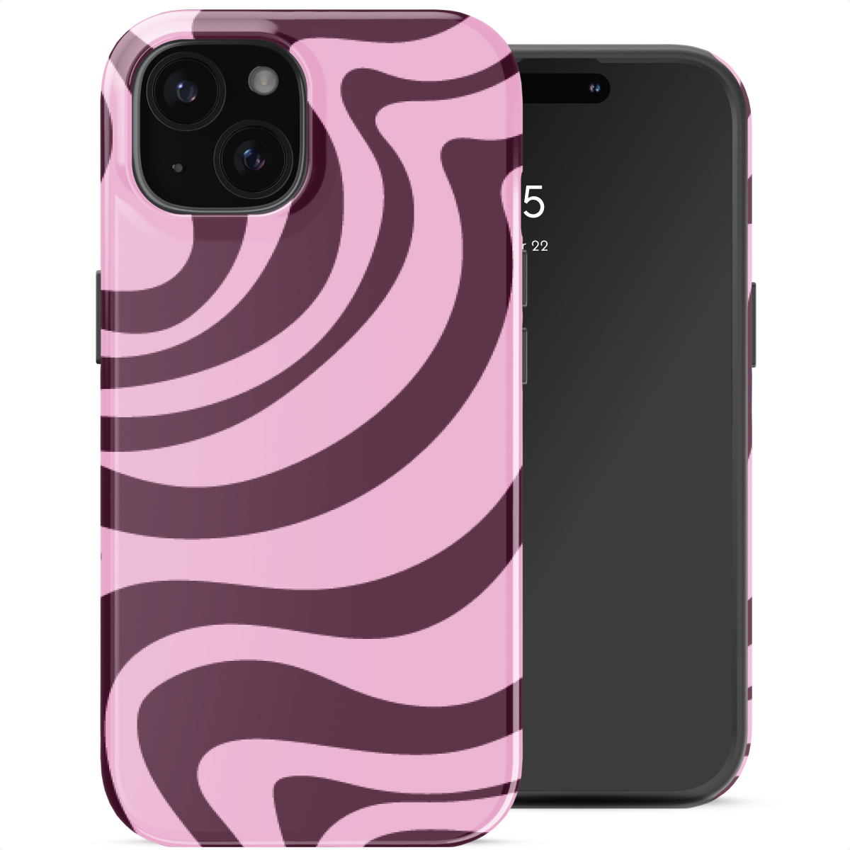 Selencia Vivid Backcover voor de Apple iPhone 15 - Wavy Swirl Pink Plum