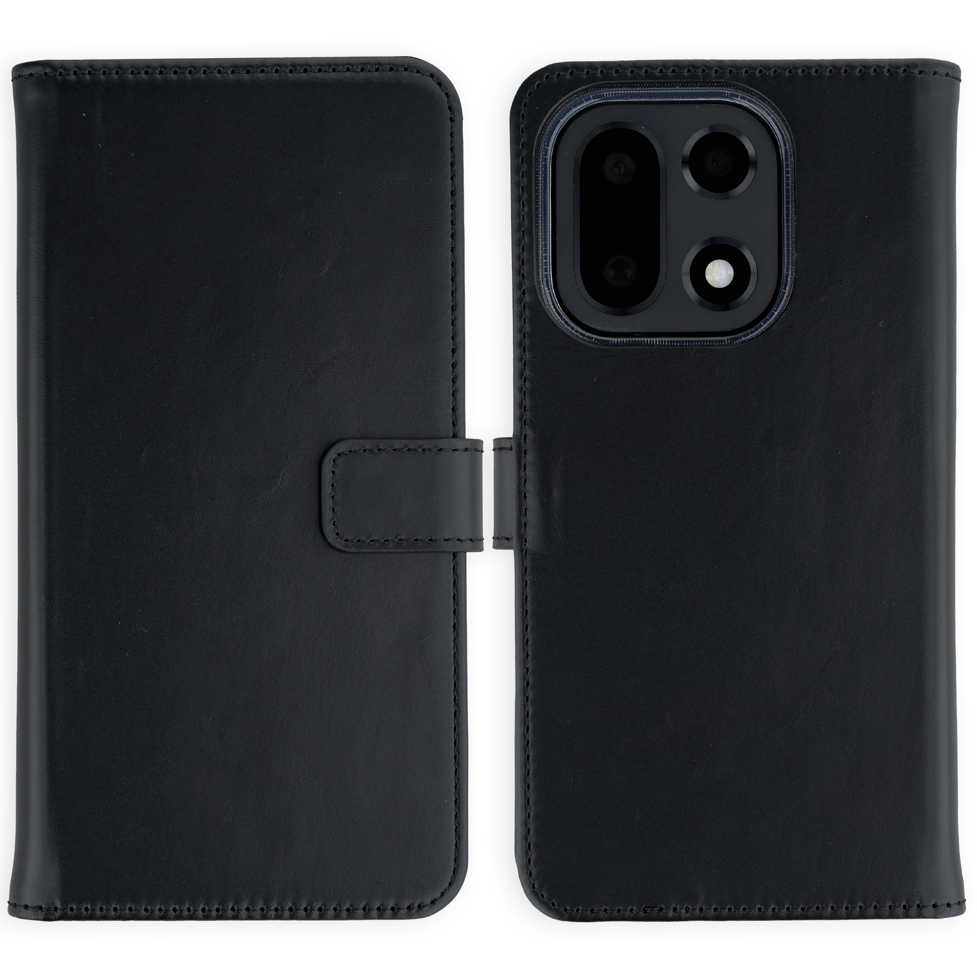 Selencia Echt Leren Bookcase voor de OnePlus 15 - Zwart