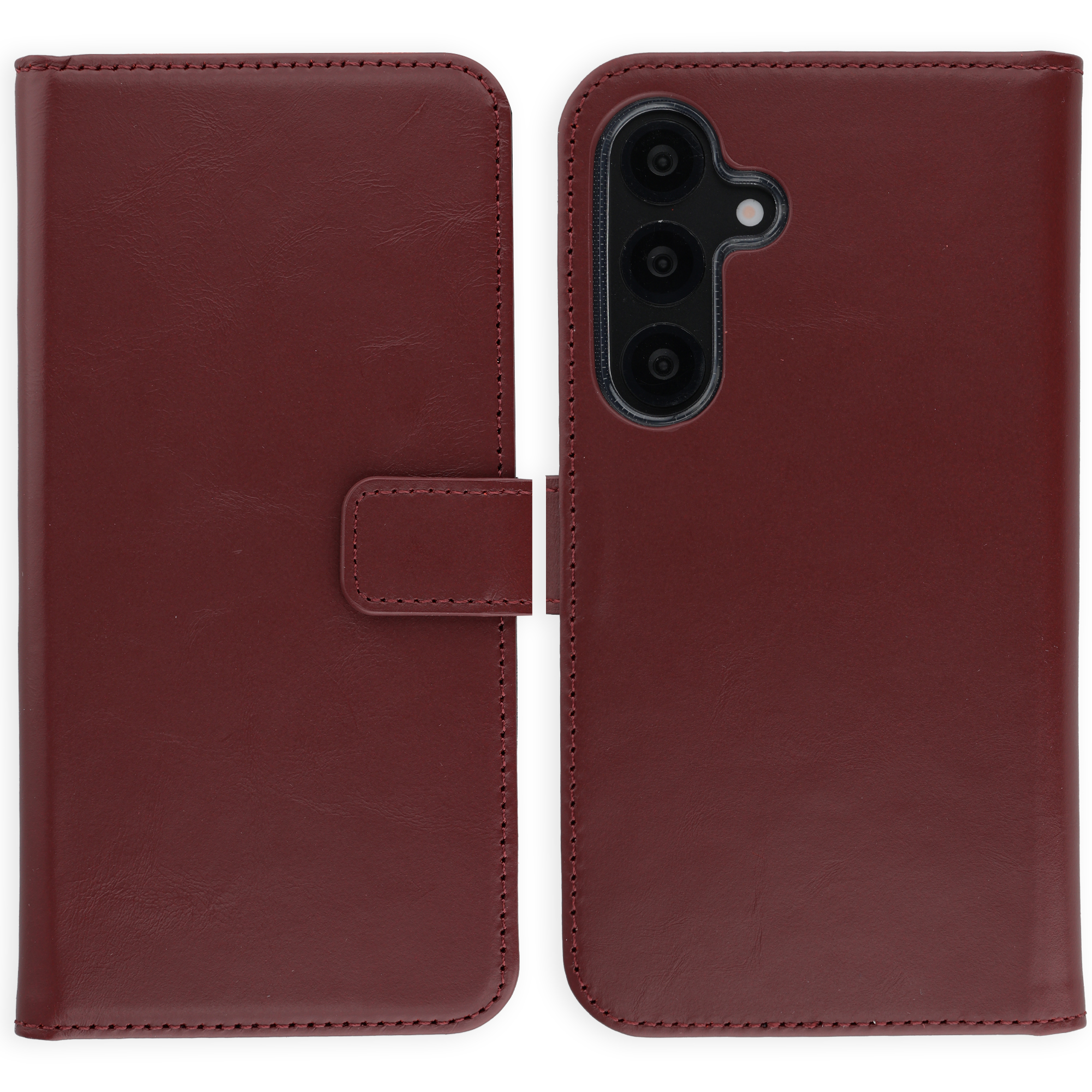 Selencia Echt Leren Bookcase voor de Samsung Galaxy S25 - Burgundy
