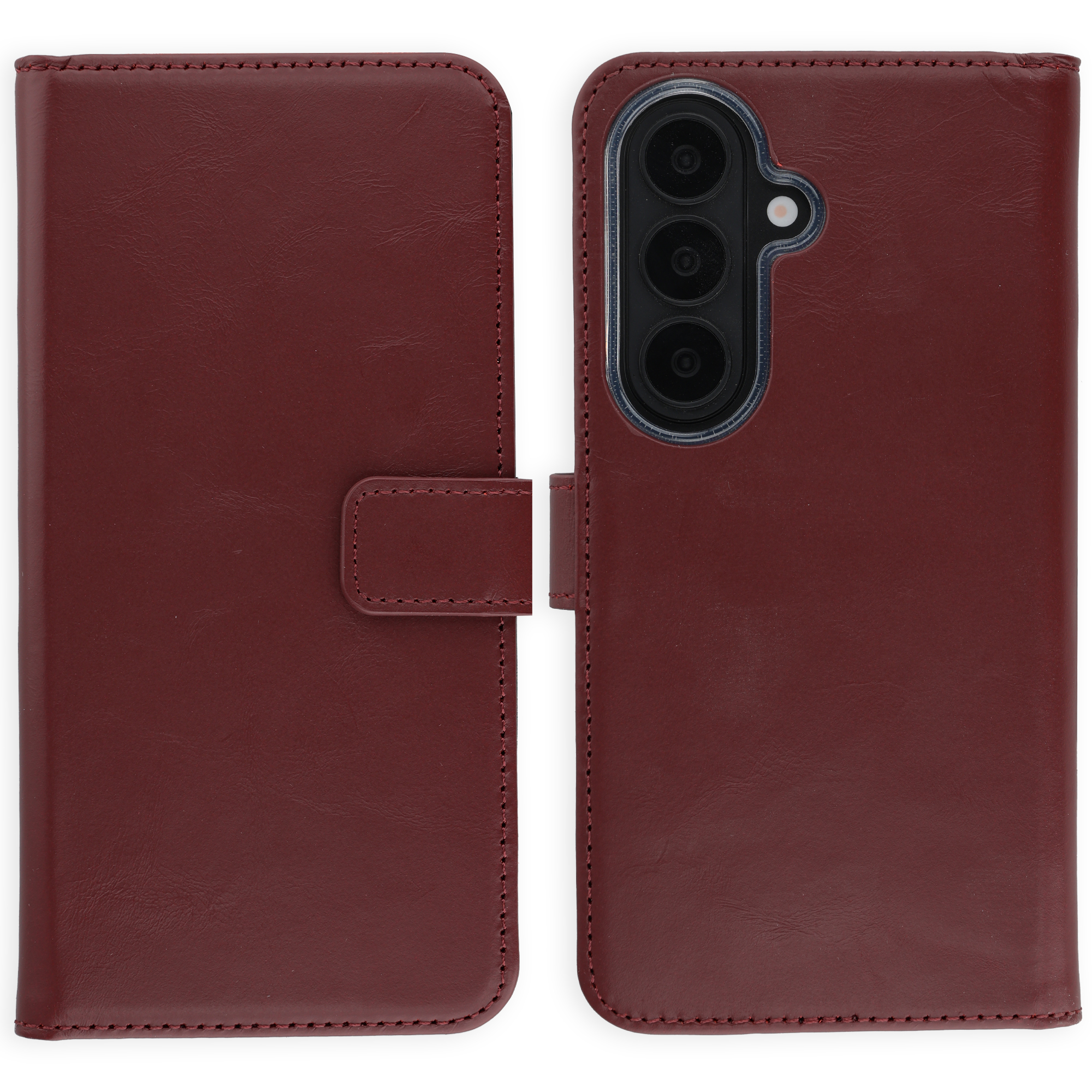 Selencia Echt Leren Bookcase voor de Samsung Galaxy S26 - Burgundy