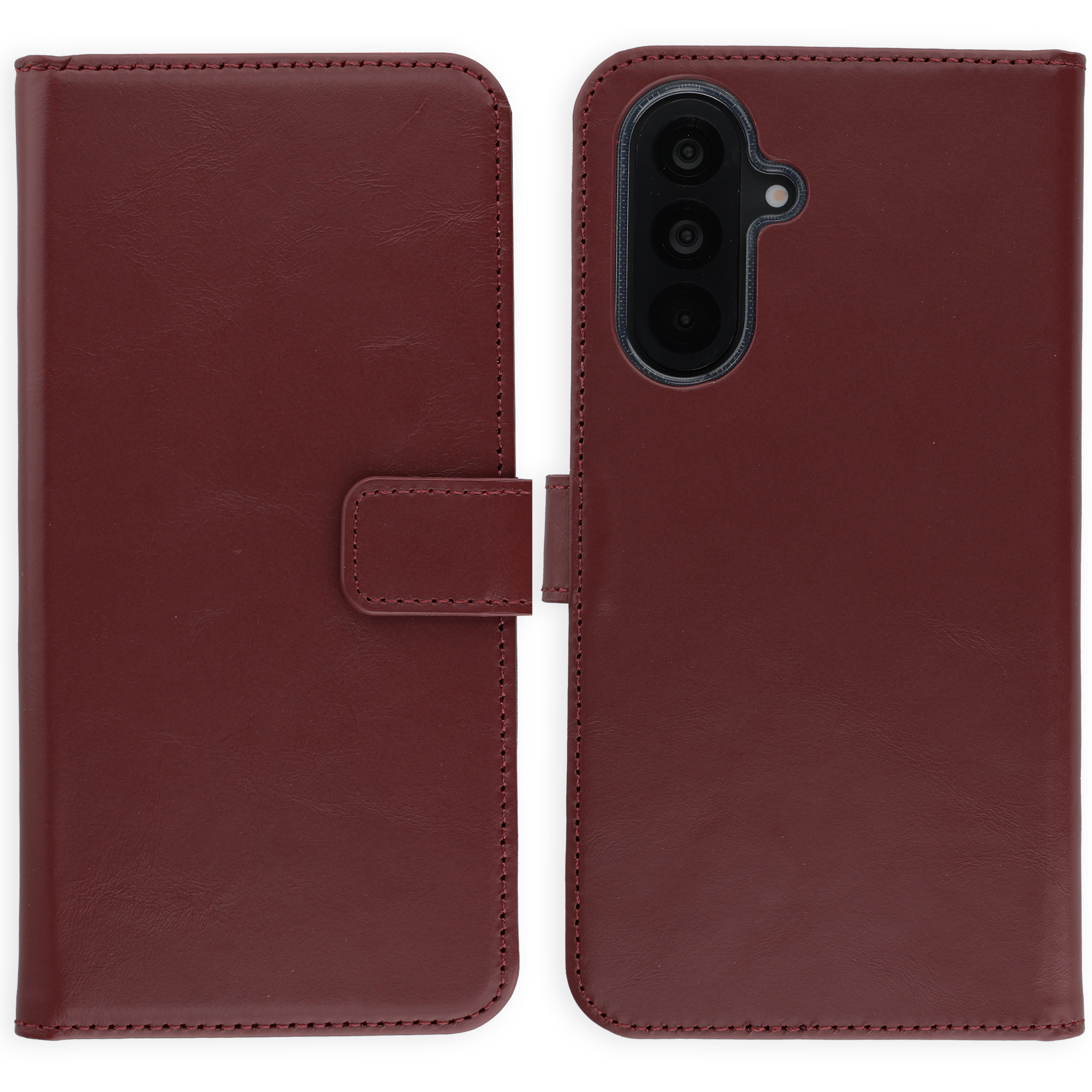 Selencia Echt Leren Bookcase voor de Samsung Galaxy A36 / A56 - Burgundy