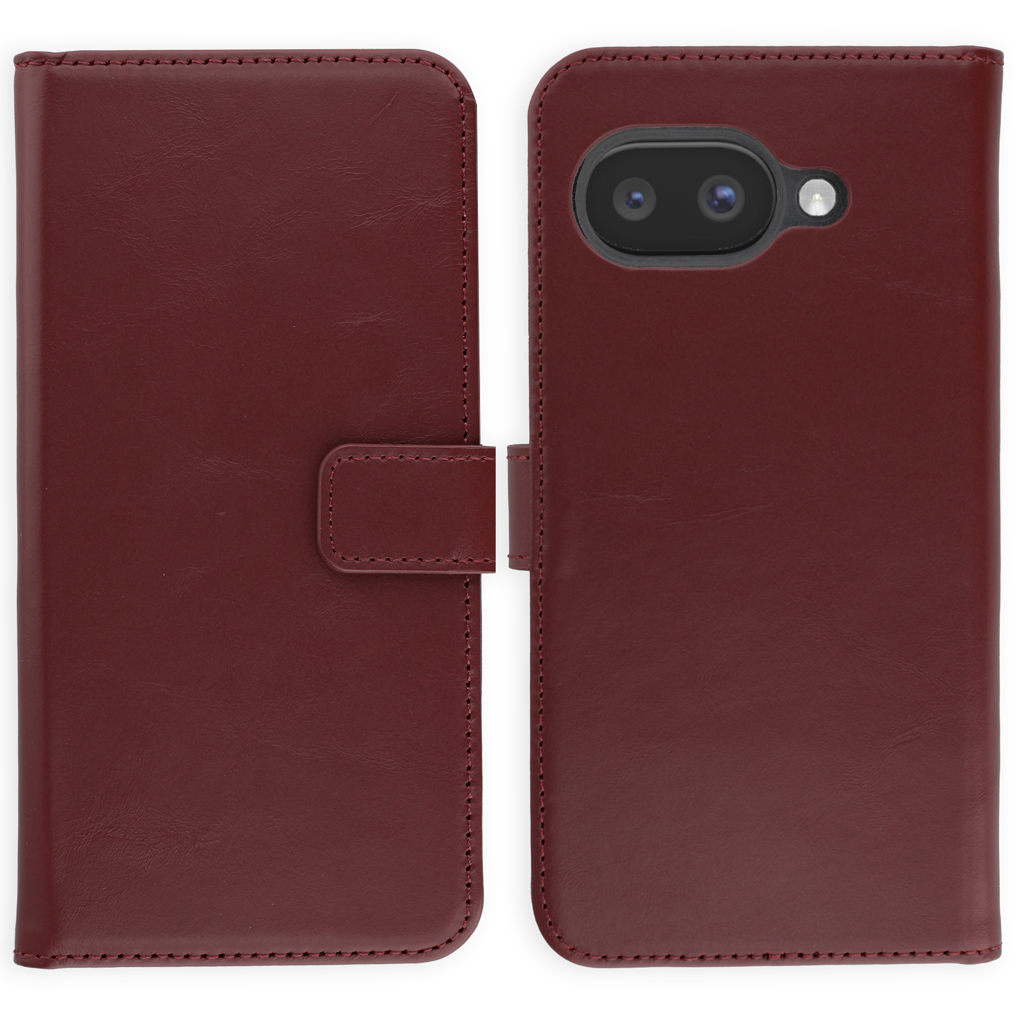 Selencia Echt Leren Bookcase voor de Google Pixel 9A - Burgundy