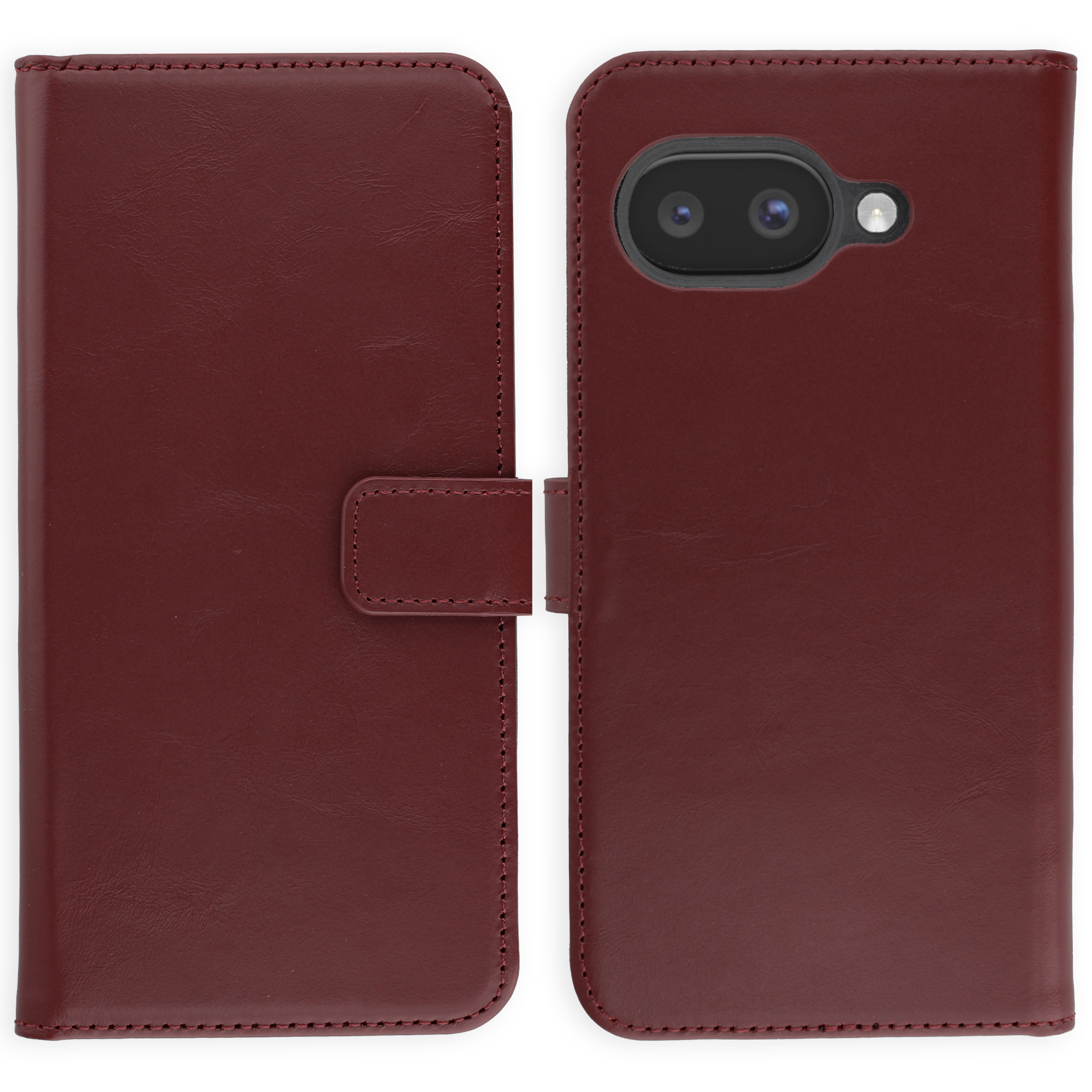 Selencia Echt Leren Bookcase voor de Google Pixel 10a - Burgundy