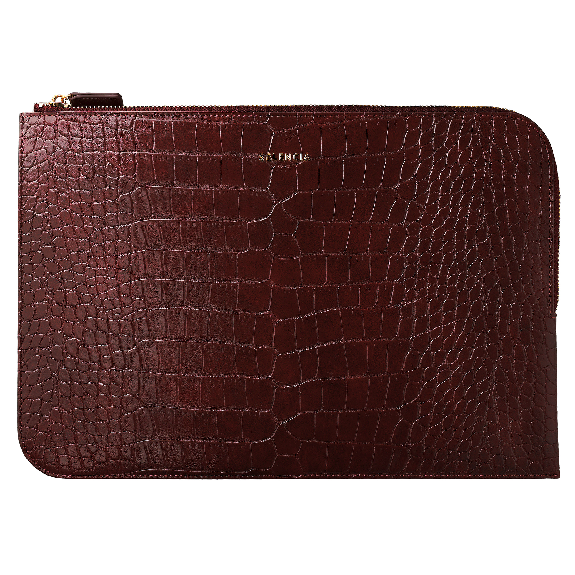 Selencia Pochette ordinateur Croco 14 pouces - Burgundy