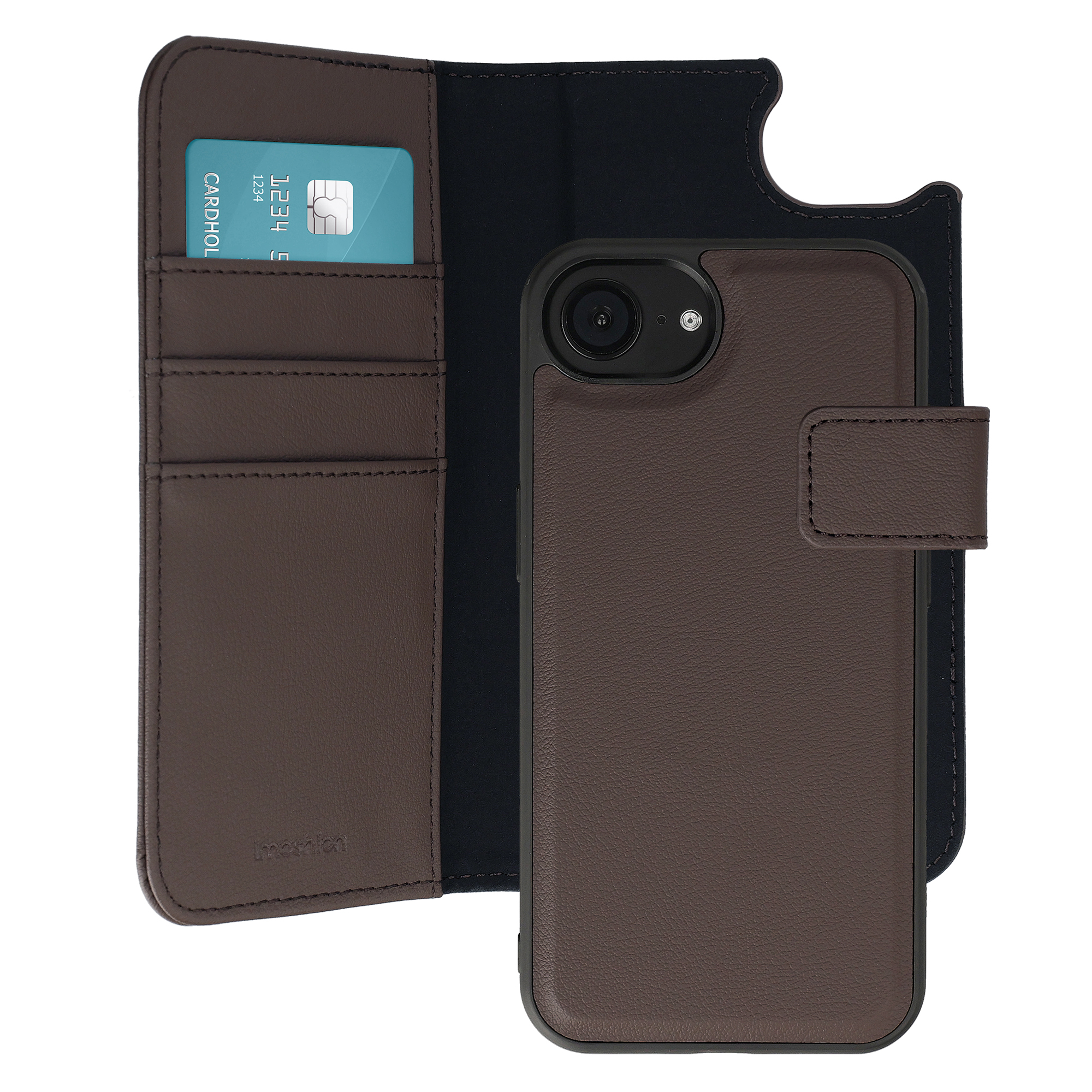 imoshion Étui portefeuille luxe 2-en-1 amovible Apple iPhone 17e / 16e - Marron