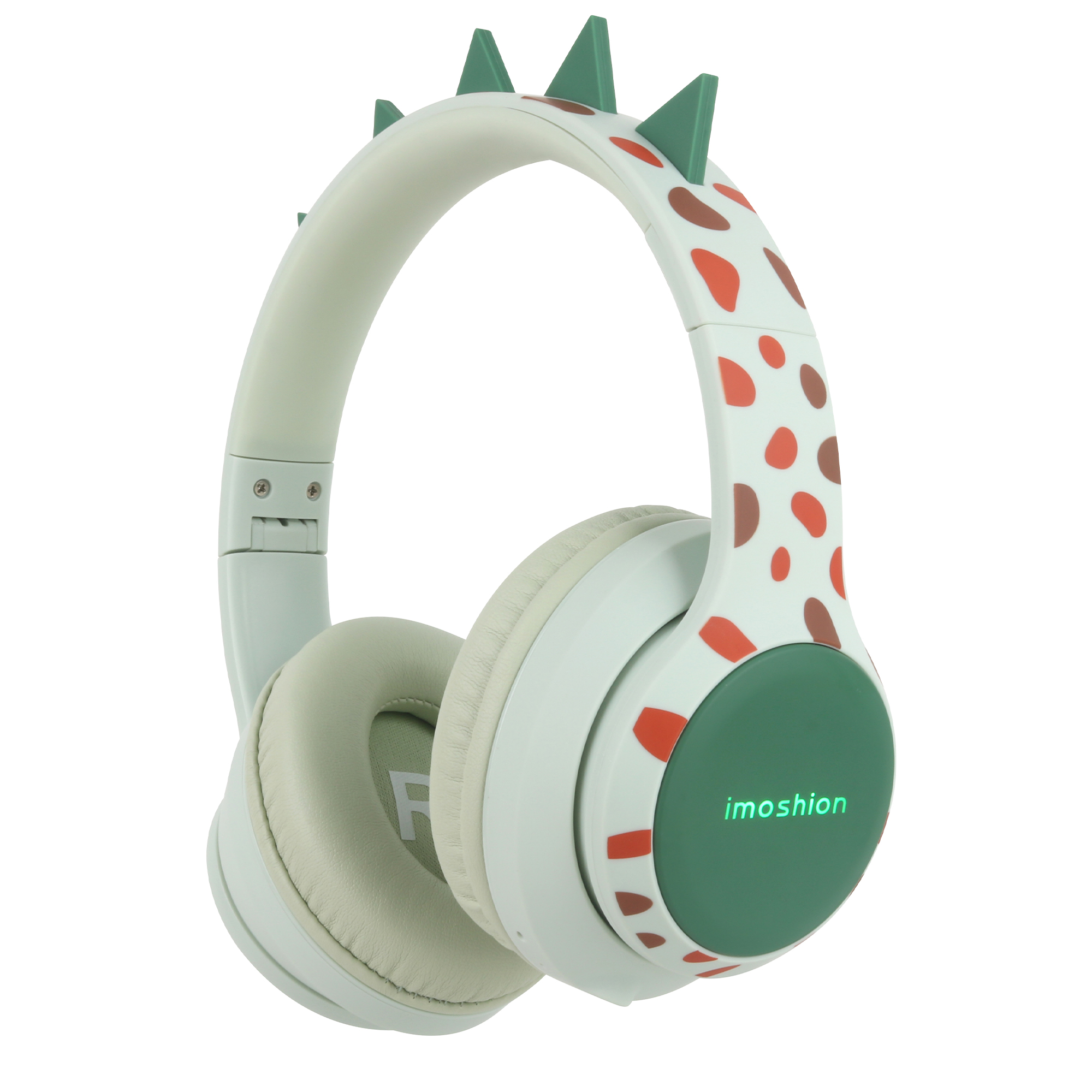 imoshion Draadloze Kinderkoptelefoon Dino - Decibelbegrenzer - Met AUX kabel - Brown / Orange