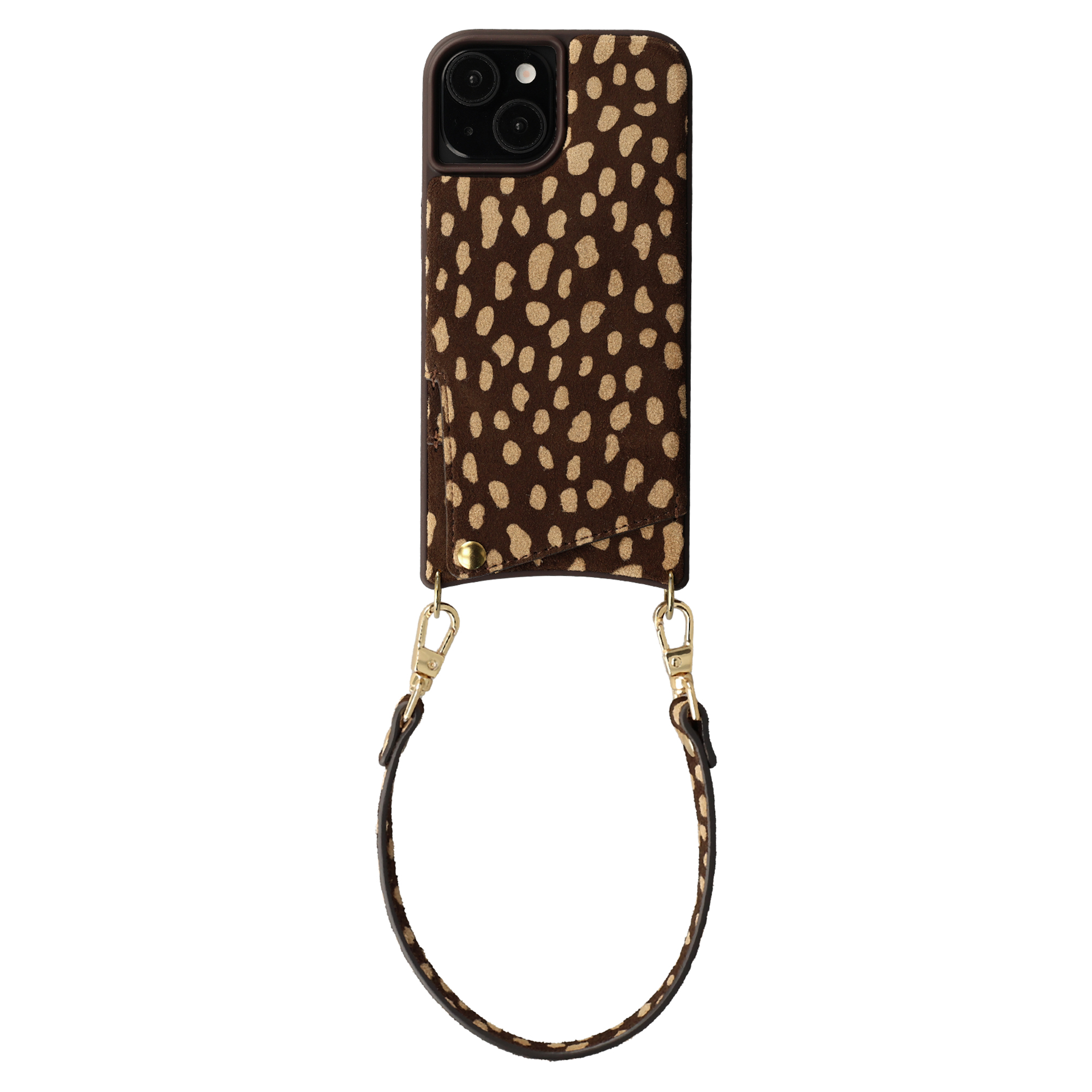 Selencia Nova coque arrière en cuir véritable avec porte-cartes Apple iPhone 15 - Fawn Chic