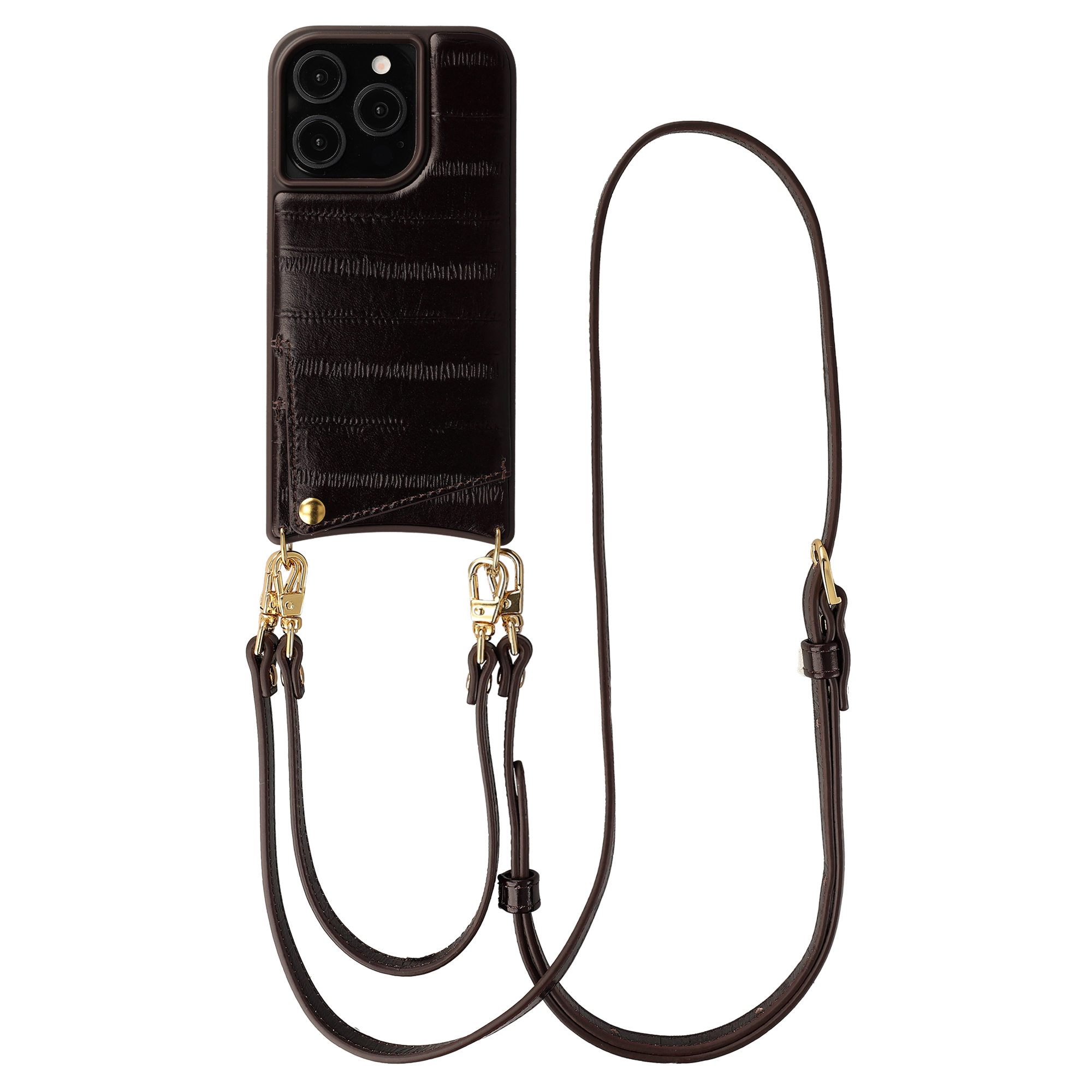 Selencia Nova coque arrière en cuir véritable avec porte-cartes Apple iPhone 15 Pro - Dark Chocolate