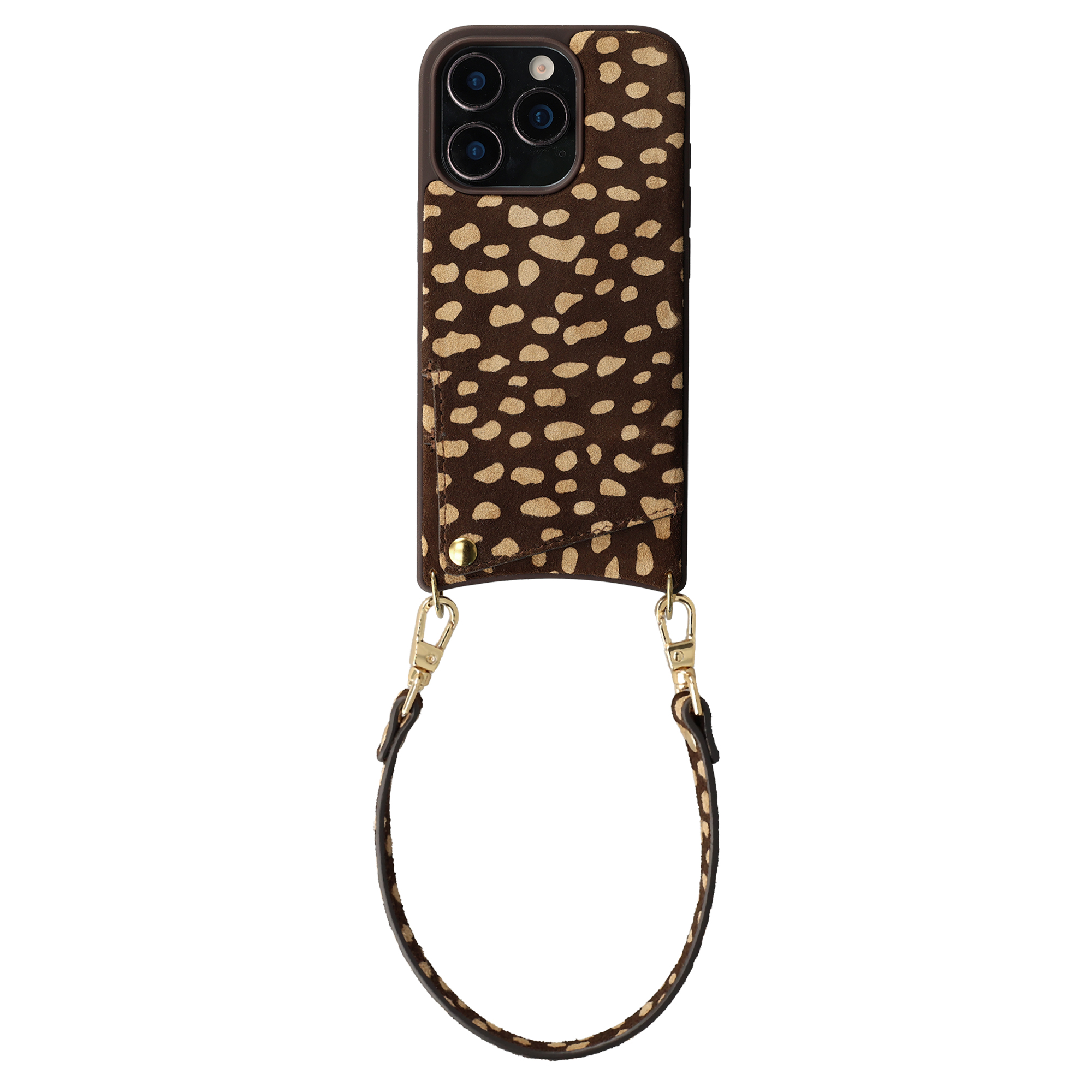 Selencia Nova coque arrière en cuir véritable avec porte-cartes Apple iPhone 16 Pro - Fawn Chic
