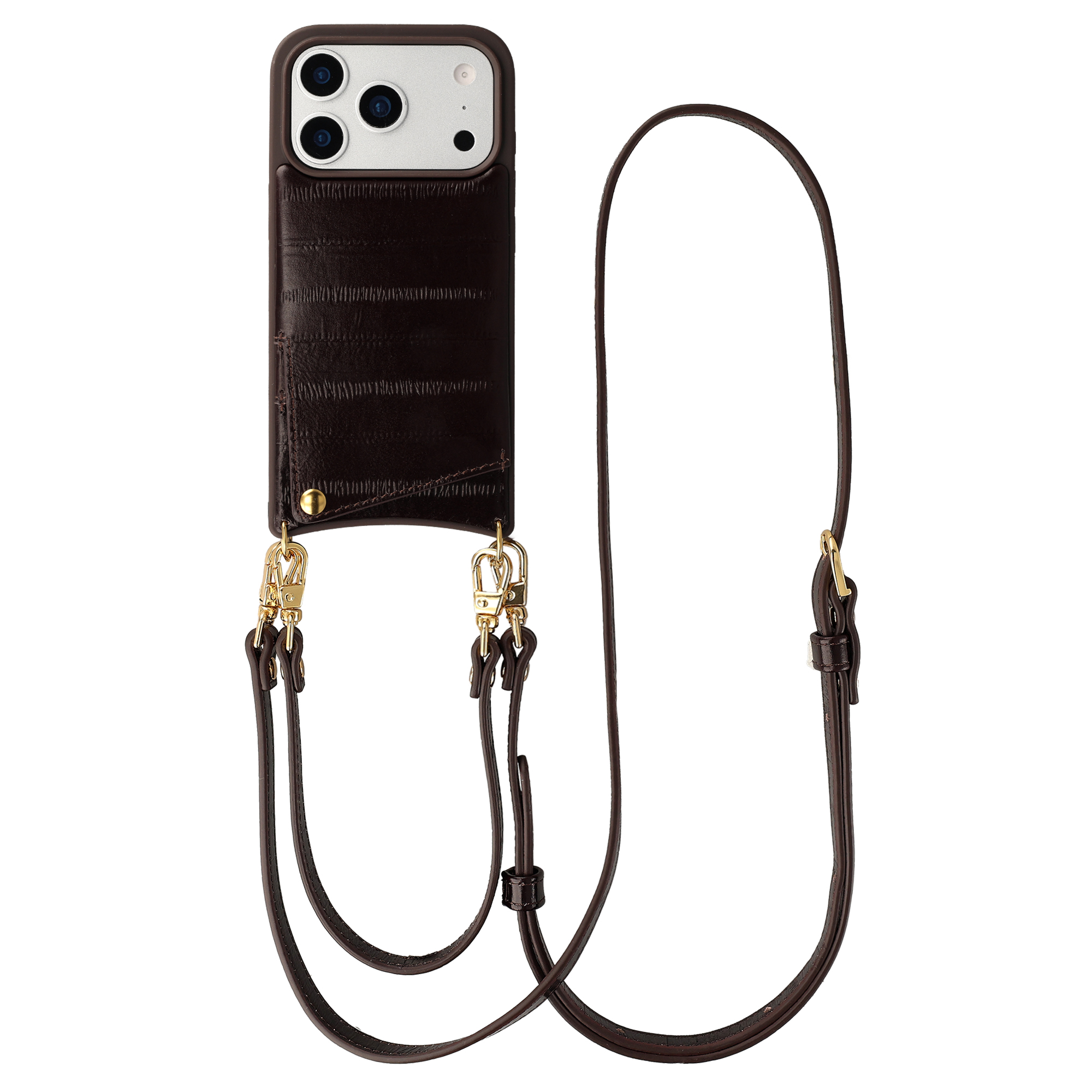 Selencia Nova coque arrière en cuir véritable avec porte-cartes Apple iPhone 17 Pro Max - Dark Chocolate