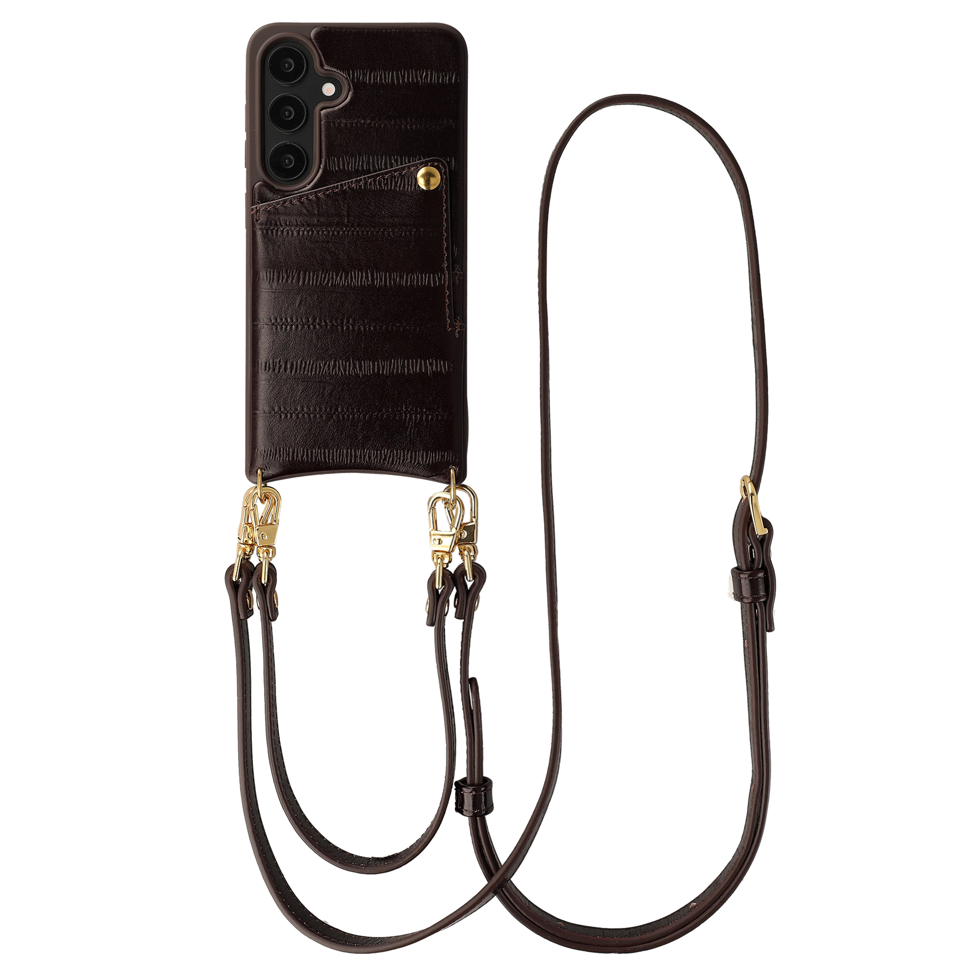 Selencia Nova coque arrière en cuir véritable avec porte-cartes Samsung Galaxy S25 - Dark Chocolate