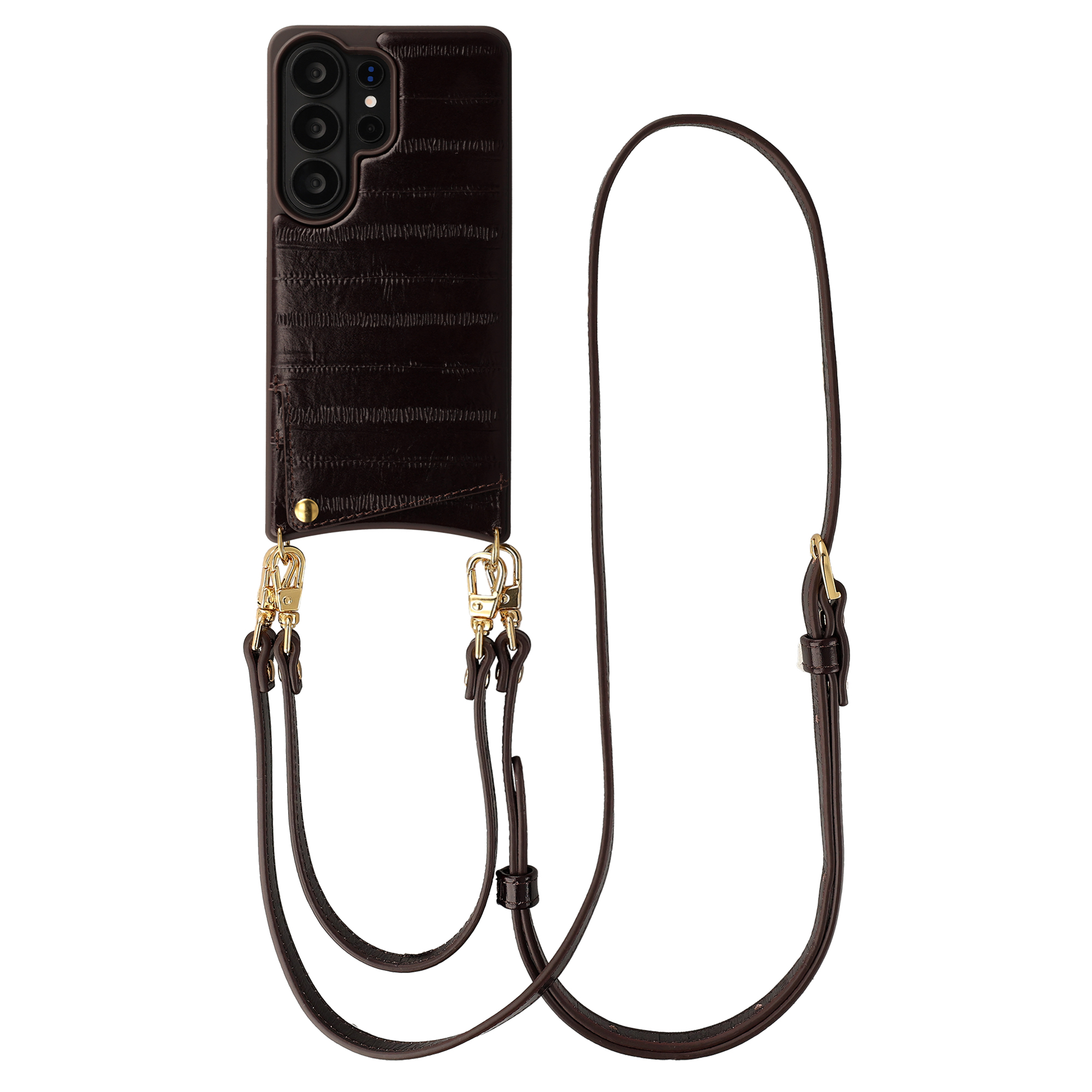Selencia Nova coque arrière en cuir véritable avec porte-cartes Samsung Galaxy S26 Ultra - Dark Chocolate