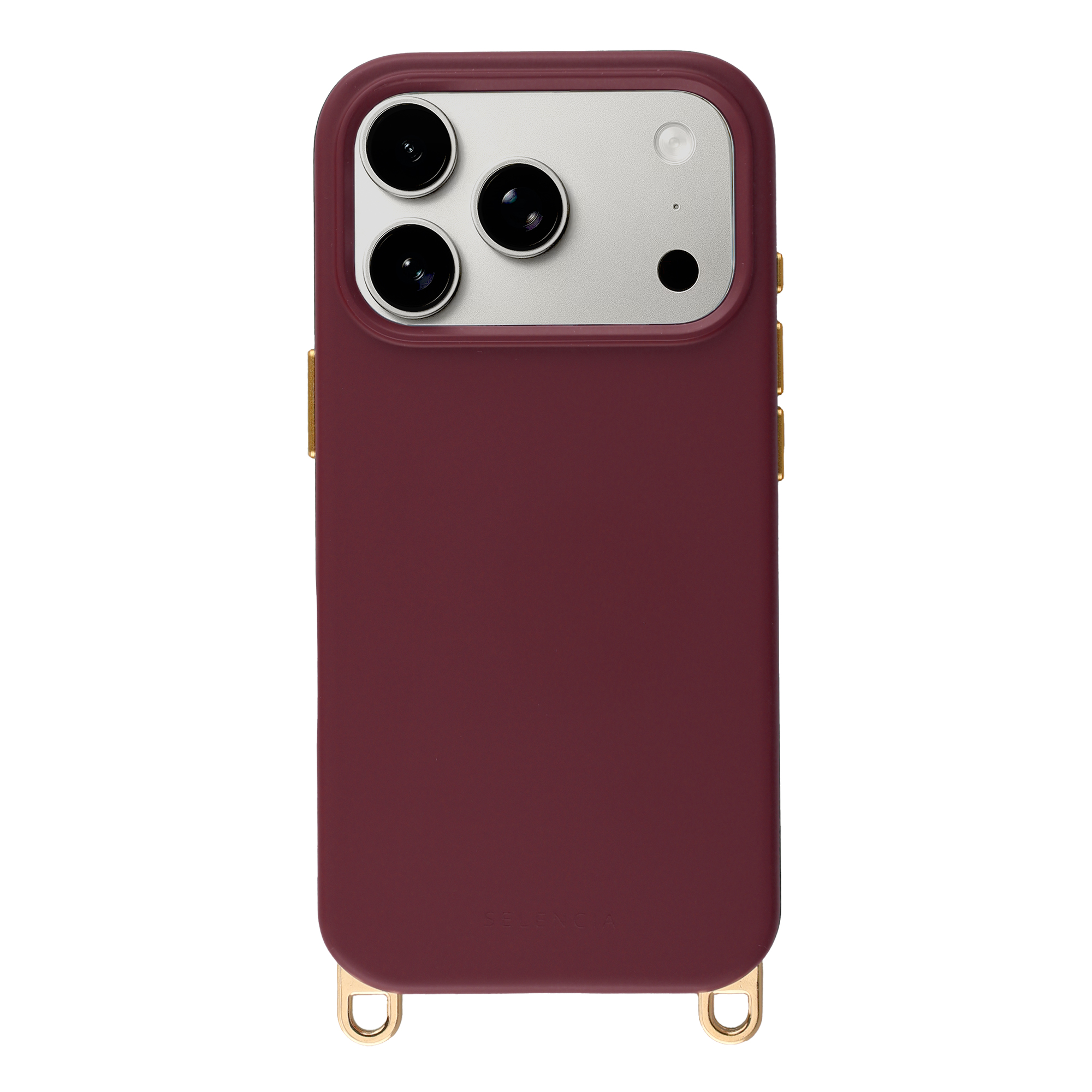 Selencia Rivièra MagSafe Backcover met afneembare haakjes voor de Apple iPhone 17 Pro - Bold Burgundy