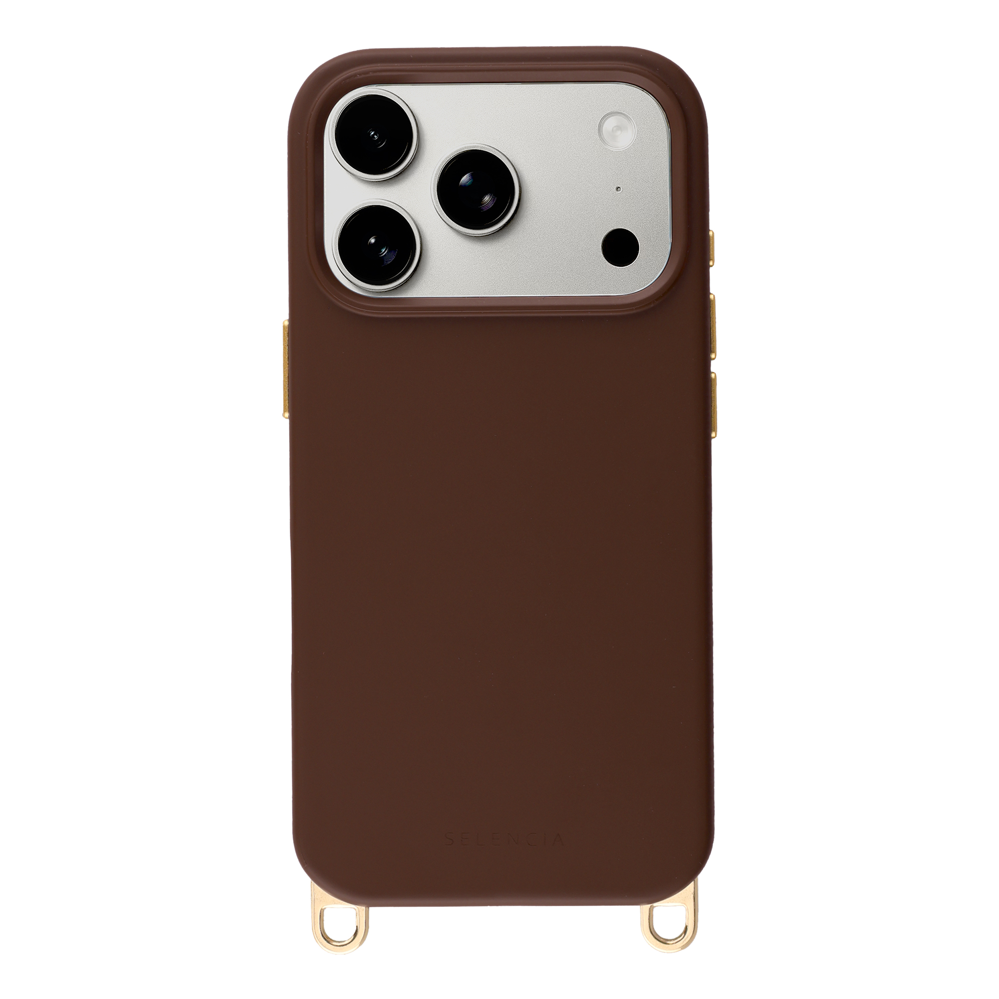 Selencia Rivièra MagSafe Backcover met afneembare haakjes voor de Apple iPhone 17 Pro - Choco Brown